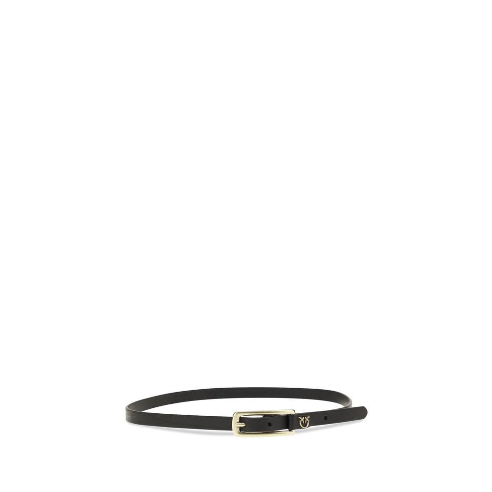 PINKO Black Calf Leather Bos Taurus Thin Belt PINKO