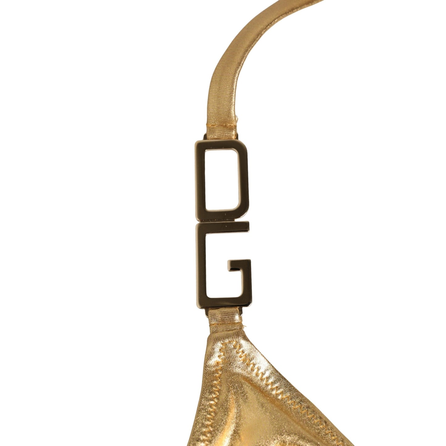 Dolce & Gabbana Gold-Tone Triangle Bikini Top DG Logo Swimwear Dolce & Gabbana