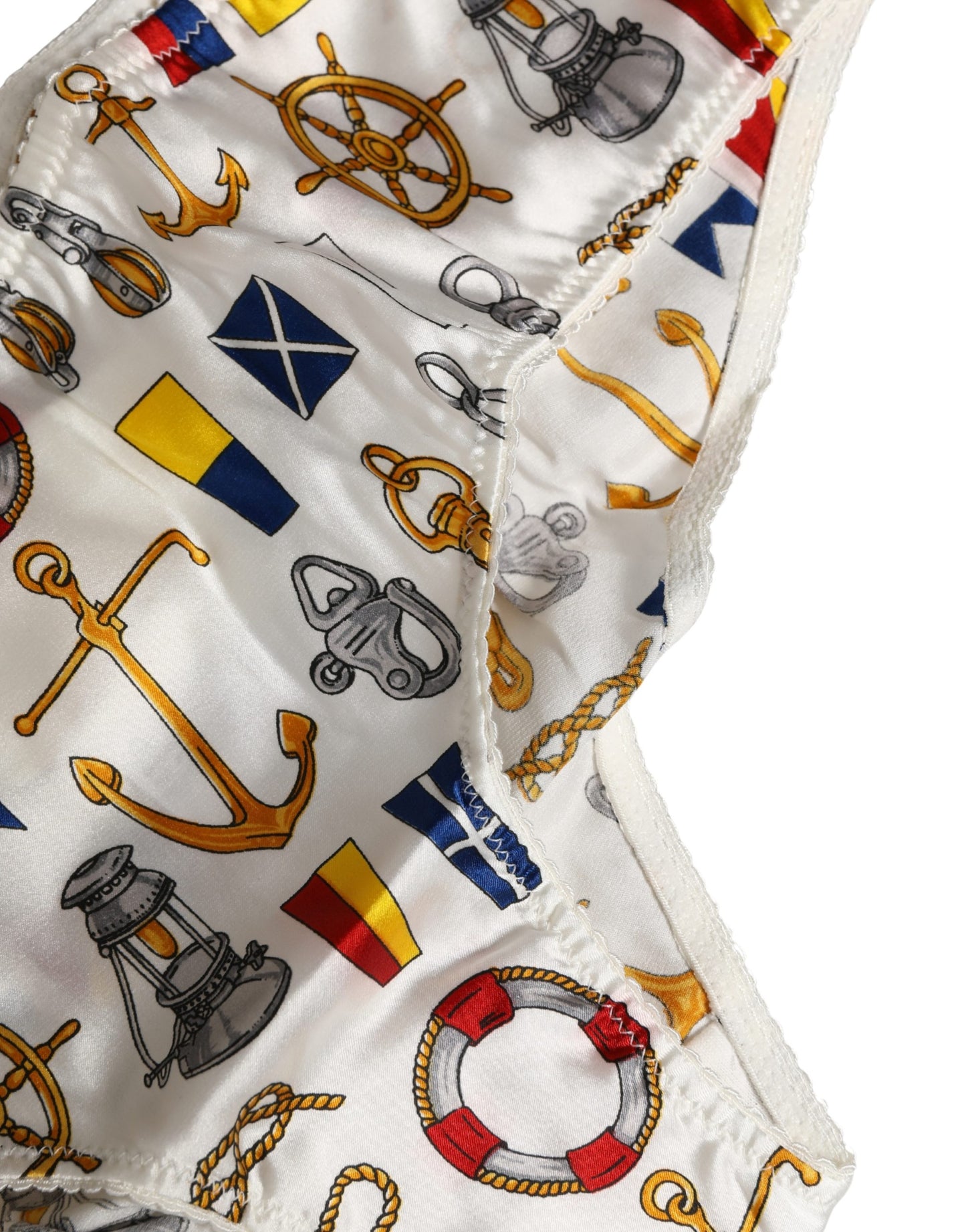 Dolce & Gabbana White Sailor Print Polyester Bottoms Underwear Dolce & Gabbana