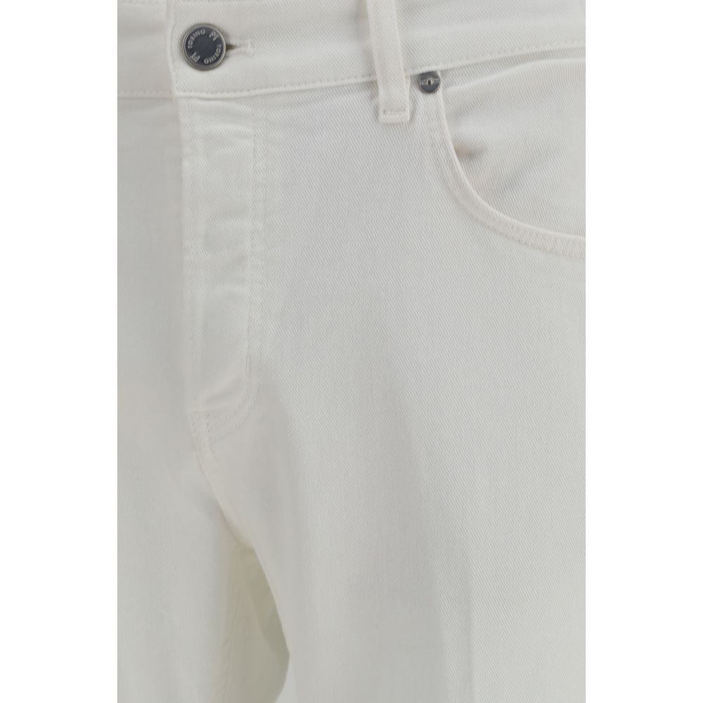 PT Torino White Cotton Tapered Jeans PT Torino
