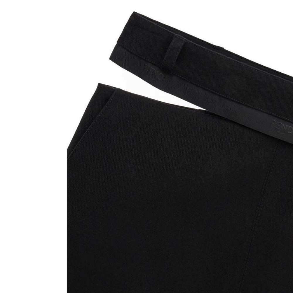 Fendi Black Virgin Wool Long Skirt Fendi