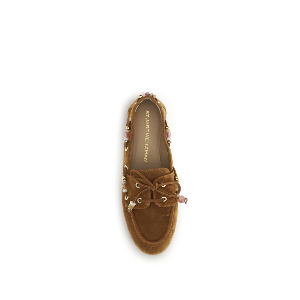 Stuart Weitzman Brown Calf Leather Bos Taurus Slip-On Loafers Stuart Weitzman
