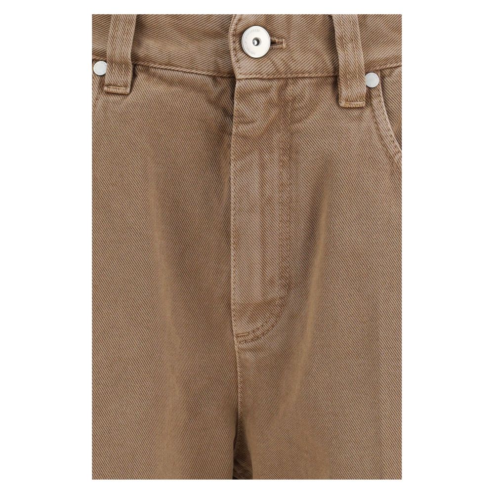 Brunello Cucinelli Brown Cotton Straight-Leg Jeans Brunello Cucinelli
