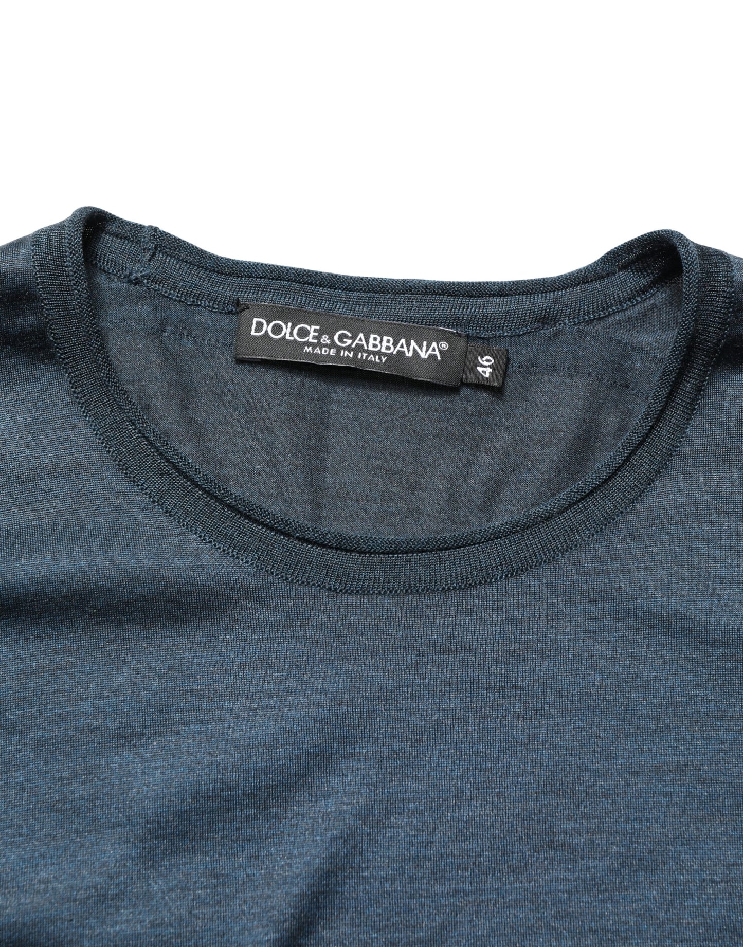 Dolce & Gabbana Dark Blue Silk Crew Neck Short Sleeve T-shirt Dolce & Gabbana