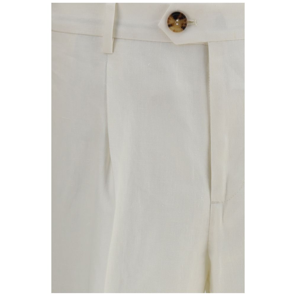 Brunello Cucinelli White Linen Casual Pants Brunello Cucinelli