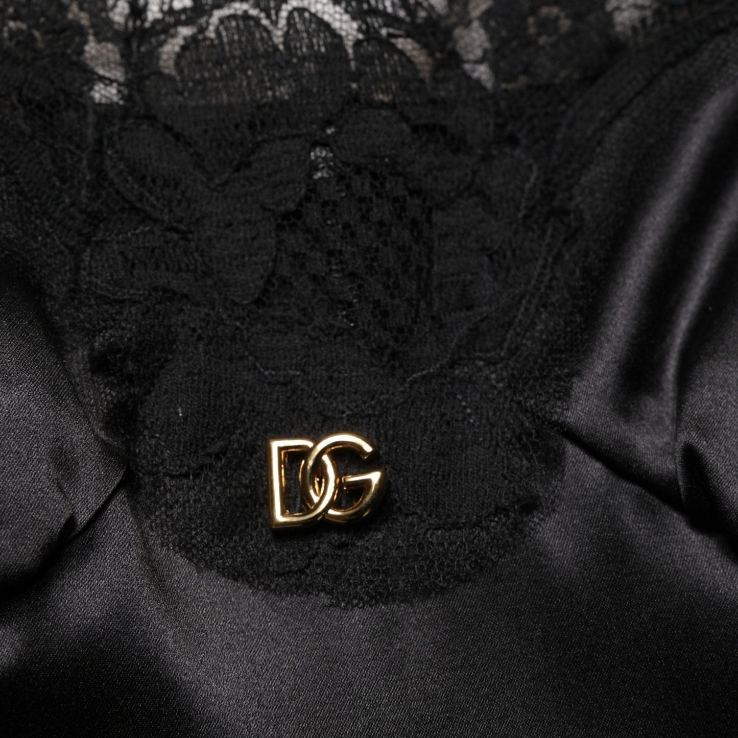 Dolce & Gabbana Black Silk Satin Lace Sleeveless Mini Dress