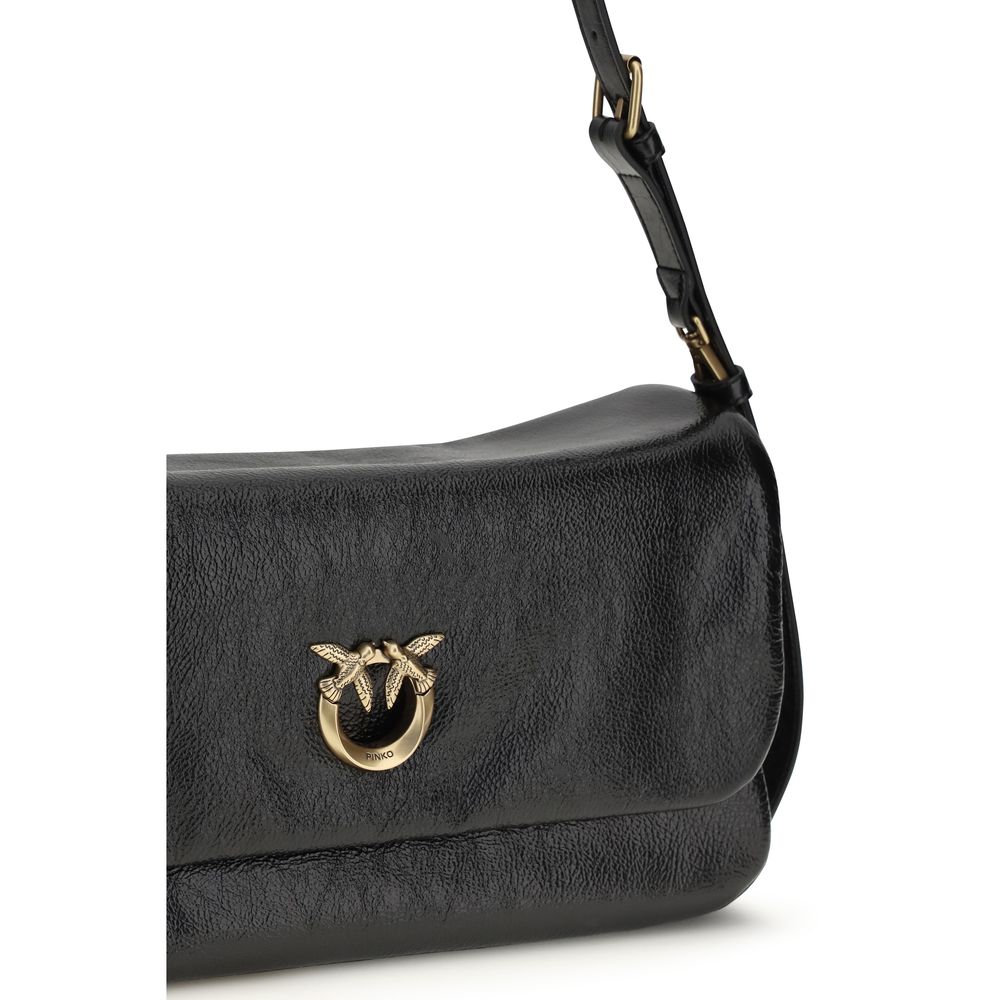 PINKO Black Calf Leather Bos Taurus Shoulder Bag PINKO
