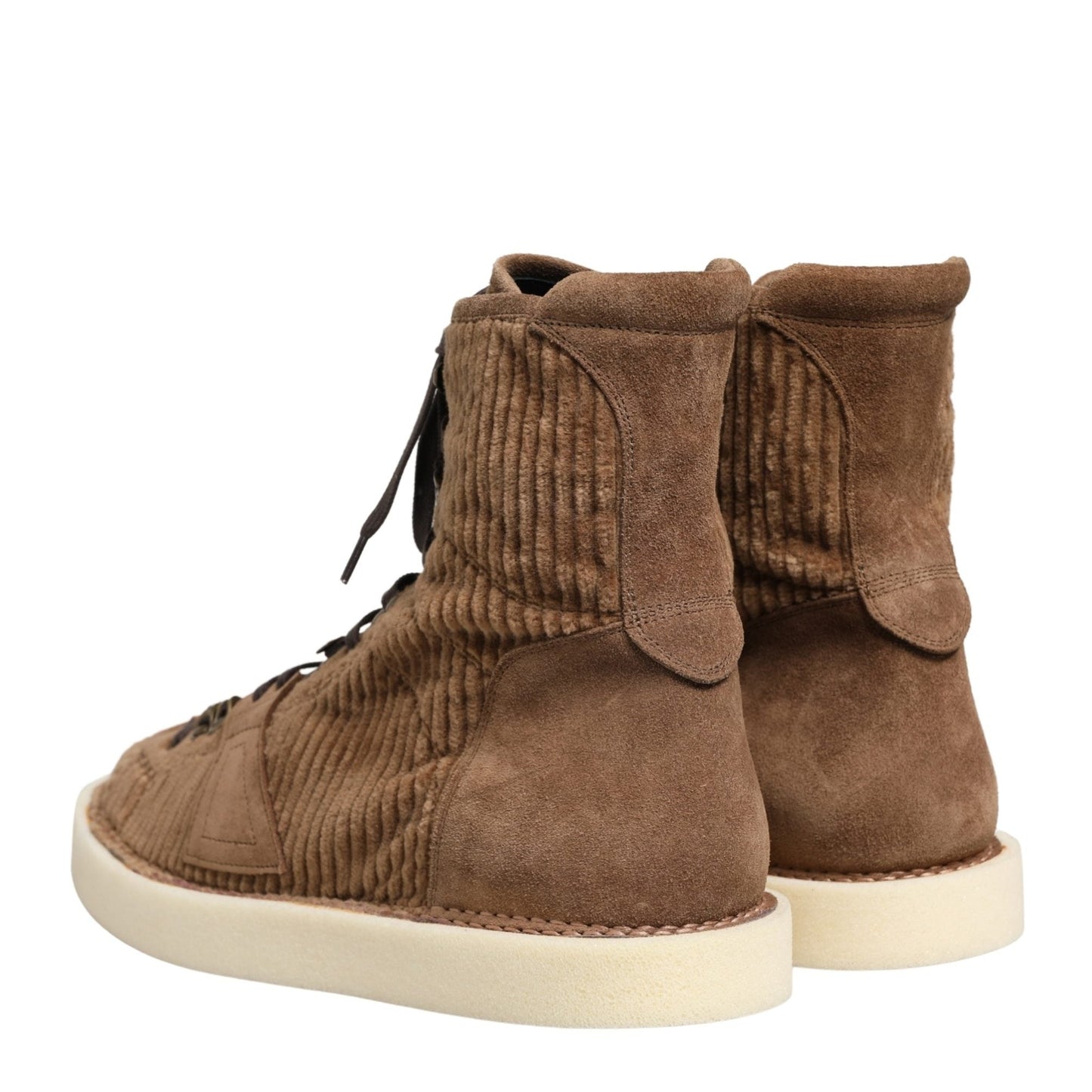Dolce & Gabbana Brown Corduroy High Top Oxford Boots