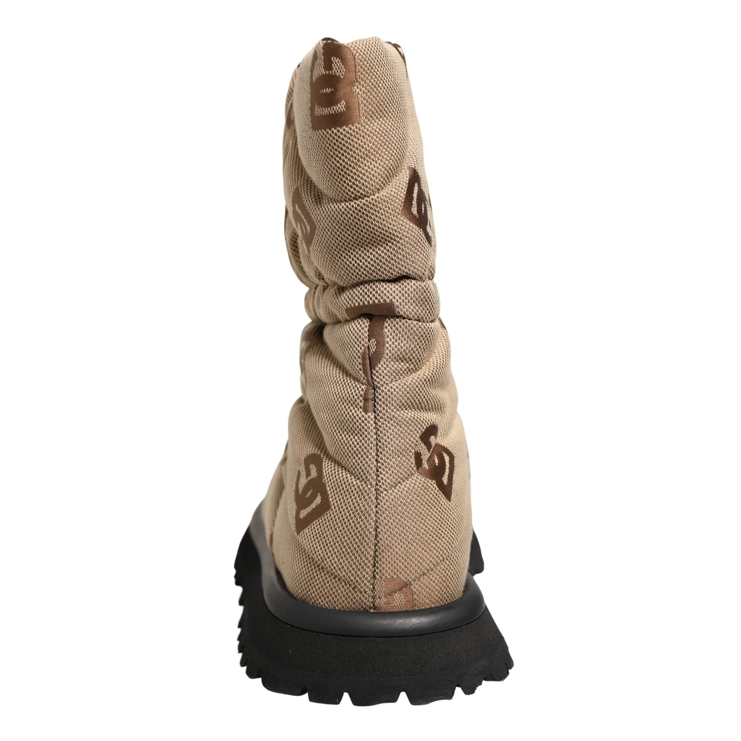 Dolce & Gabbana Brown Logo Print Lace Up Snow Boots Shoes