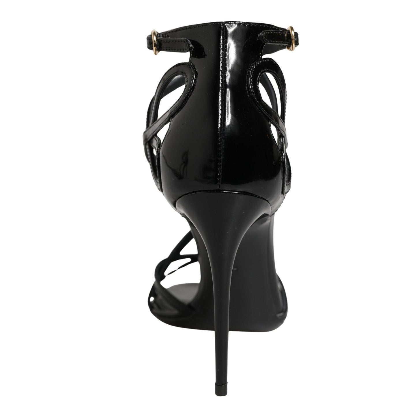 Dolce & Gabbana Black Leather Stiletto Heel Sandals Shoes
