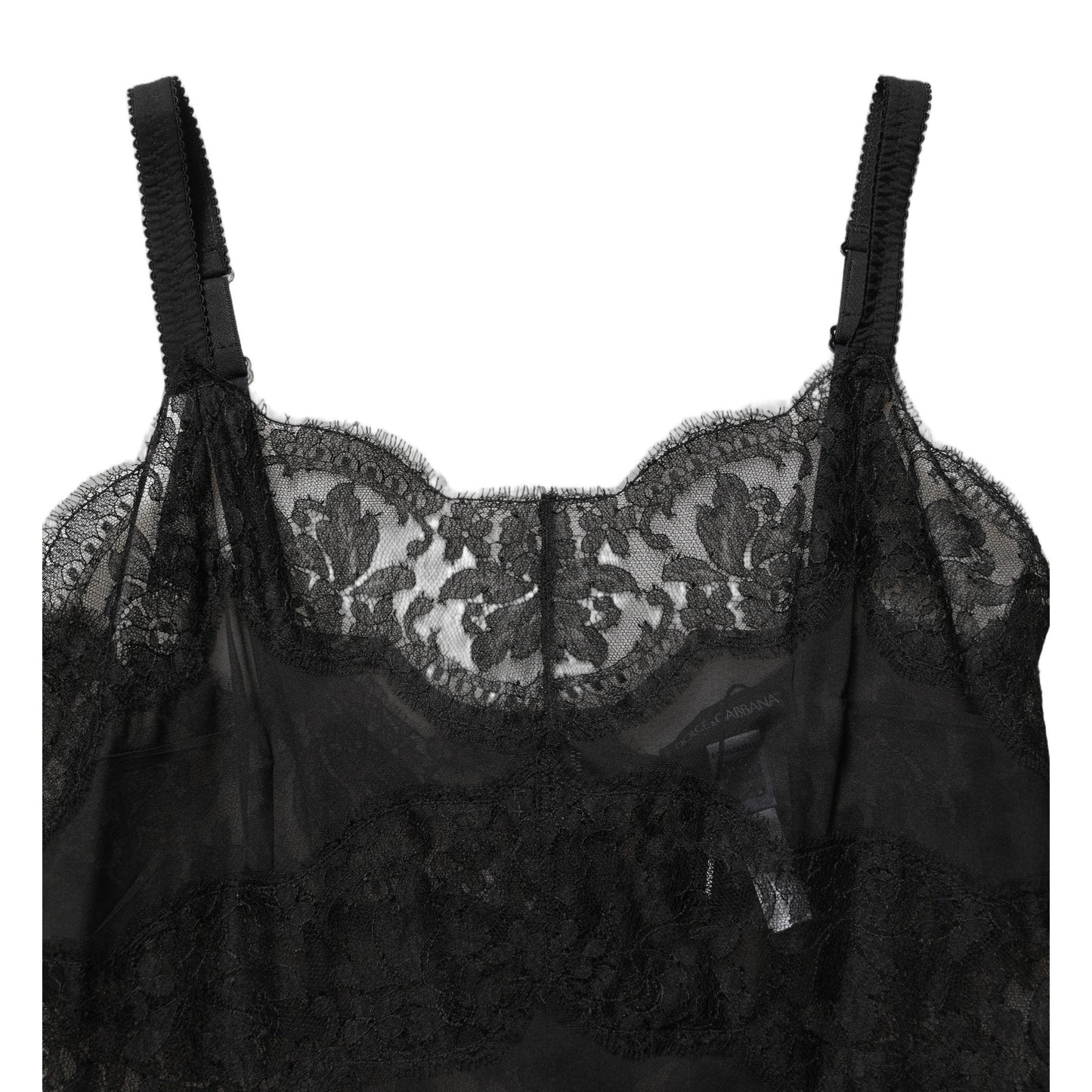 Dolce & Gabbana Black Silk Lace Slip Lingerie Chemise Sleepwear