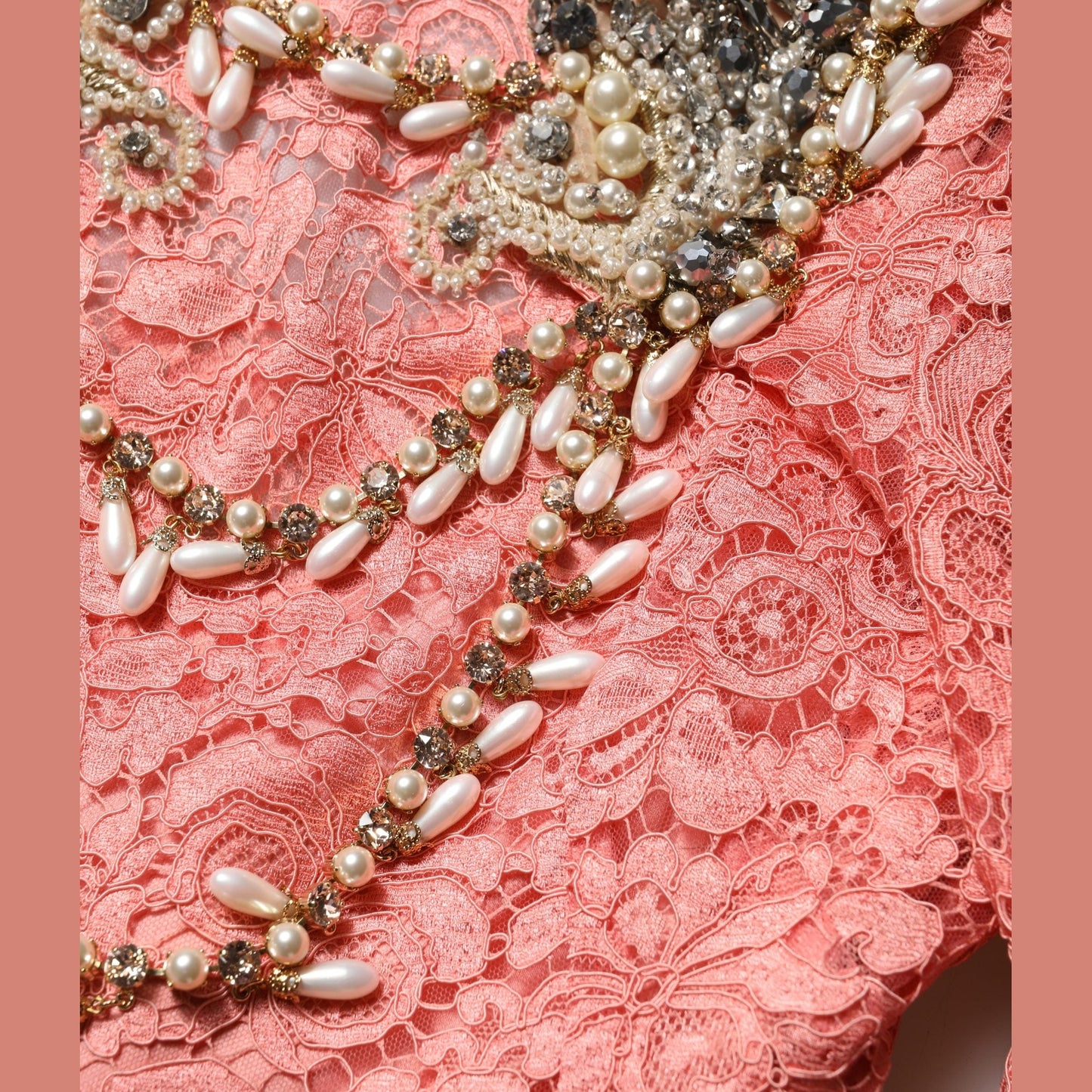 Dolce & Gabbana Pink Embellished Mermaid Lace Gown Dress