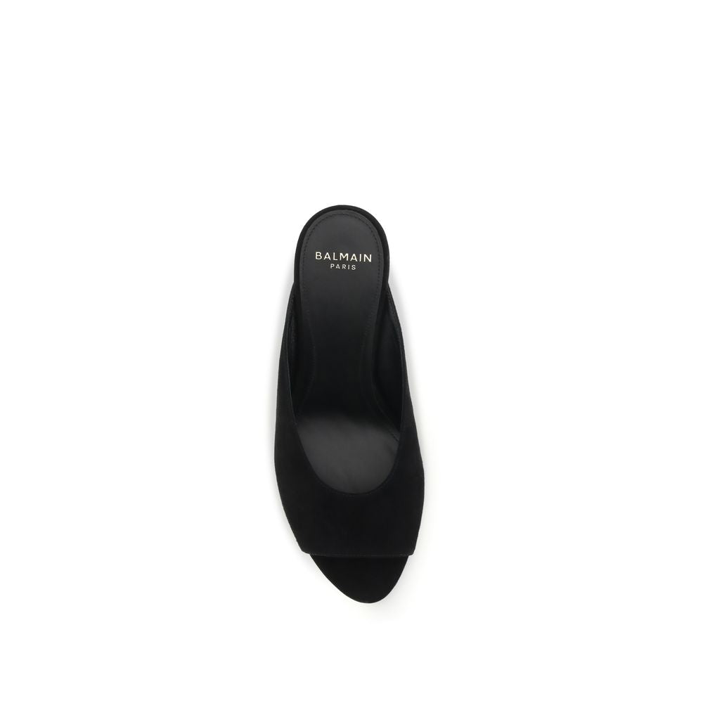 Balmain Black Goatskin Mules Balmain