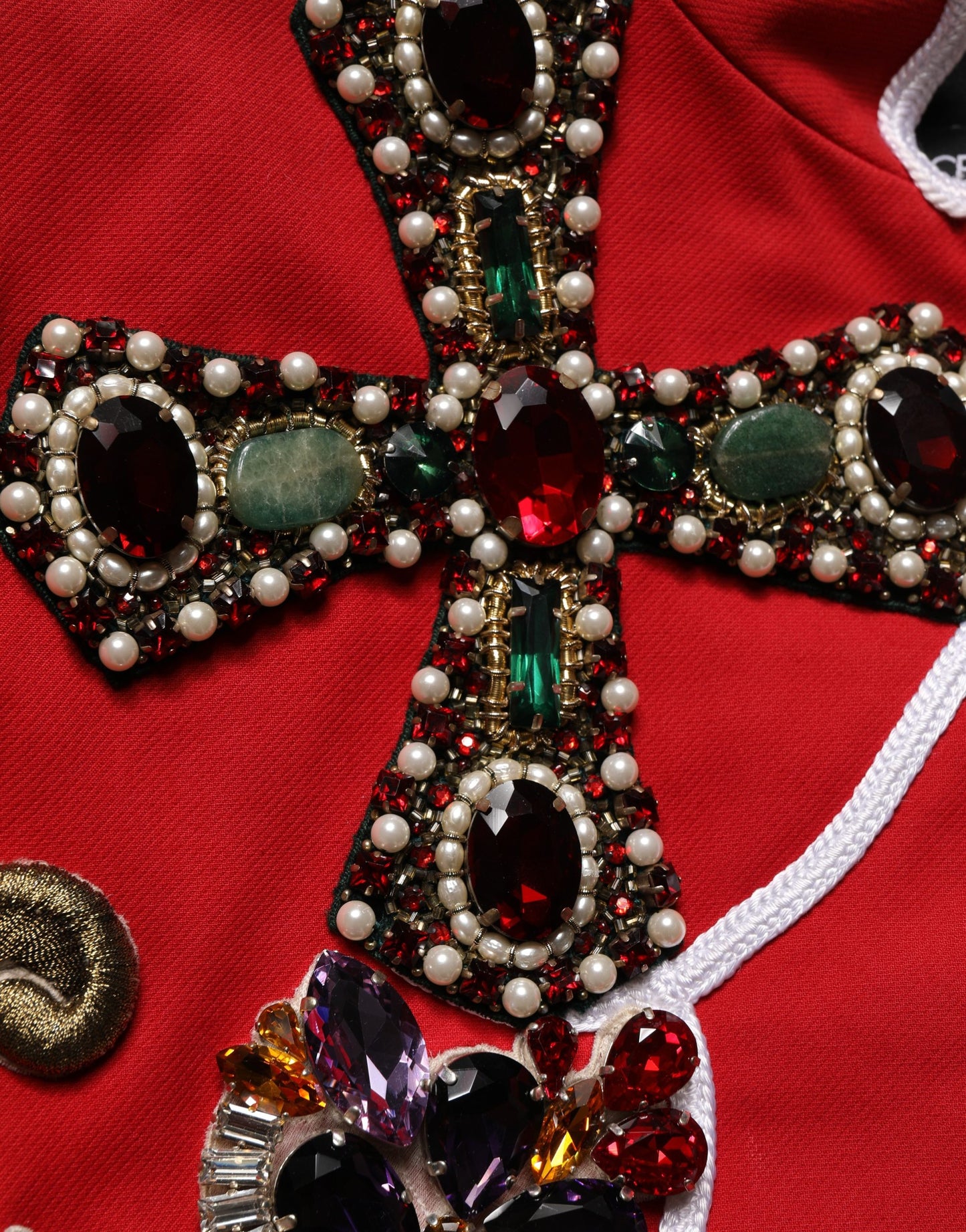 Dolce & Gabbana Multicolor Asymmetrical Ornate Jewel Cropped Jacket Dolce & Gabbana
