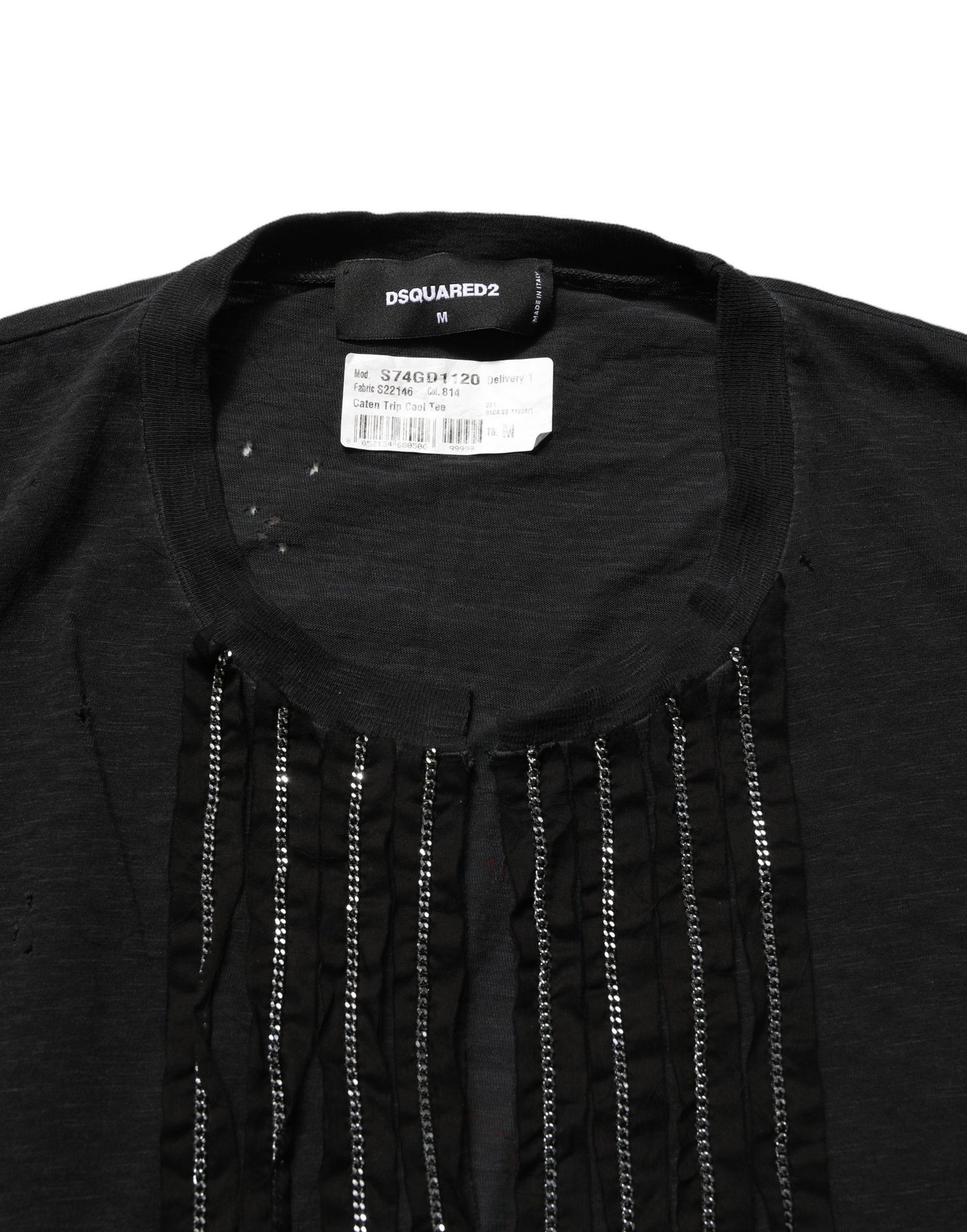 Dsquared² Black Chain Embellished Cotton Short Sleeve T-shirt Dsquared²