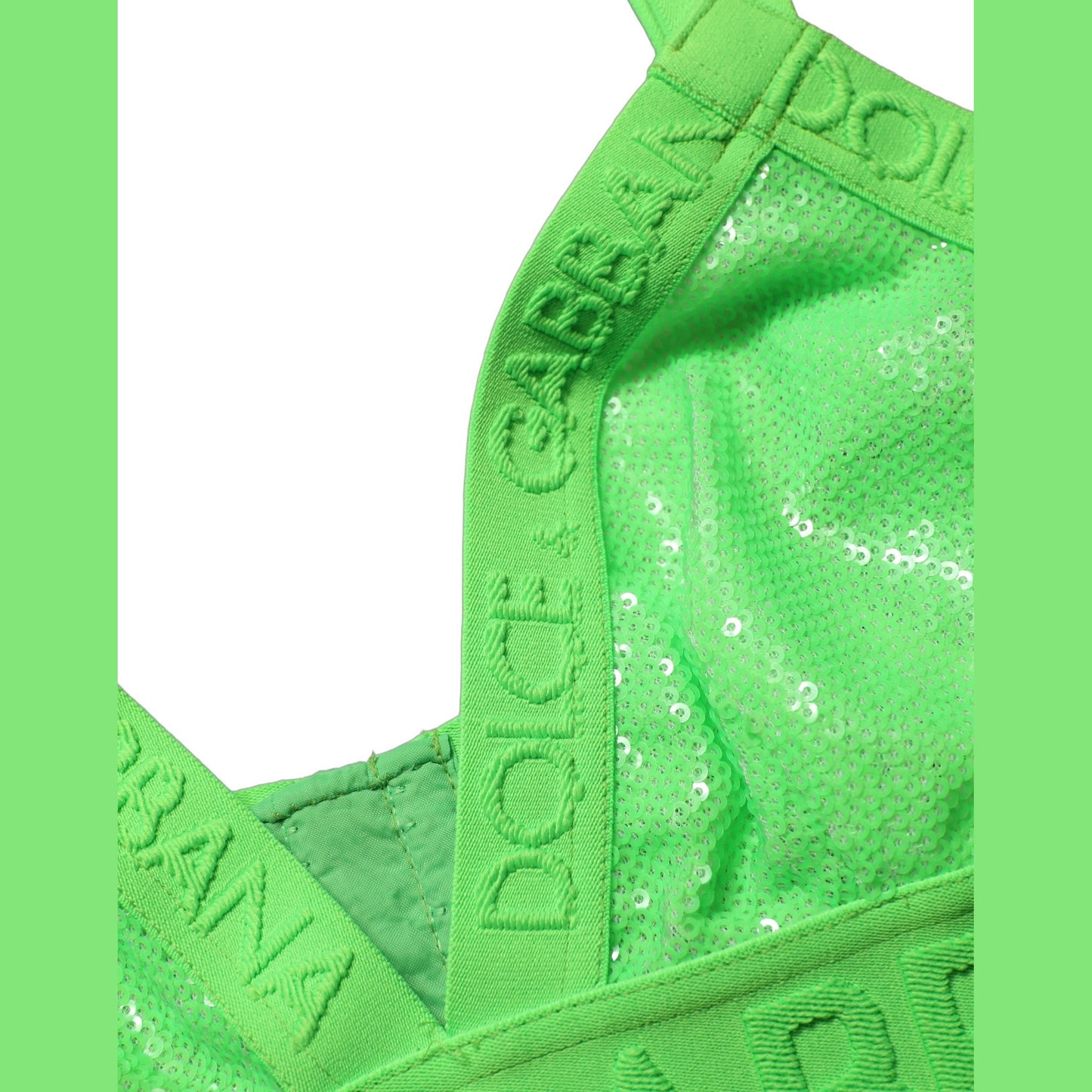 Dolce & Gabbana Neon Green Soft Cup Logo-Trim Bra Cropped Top Dolce & Gabbana