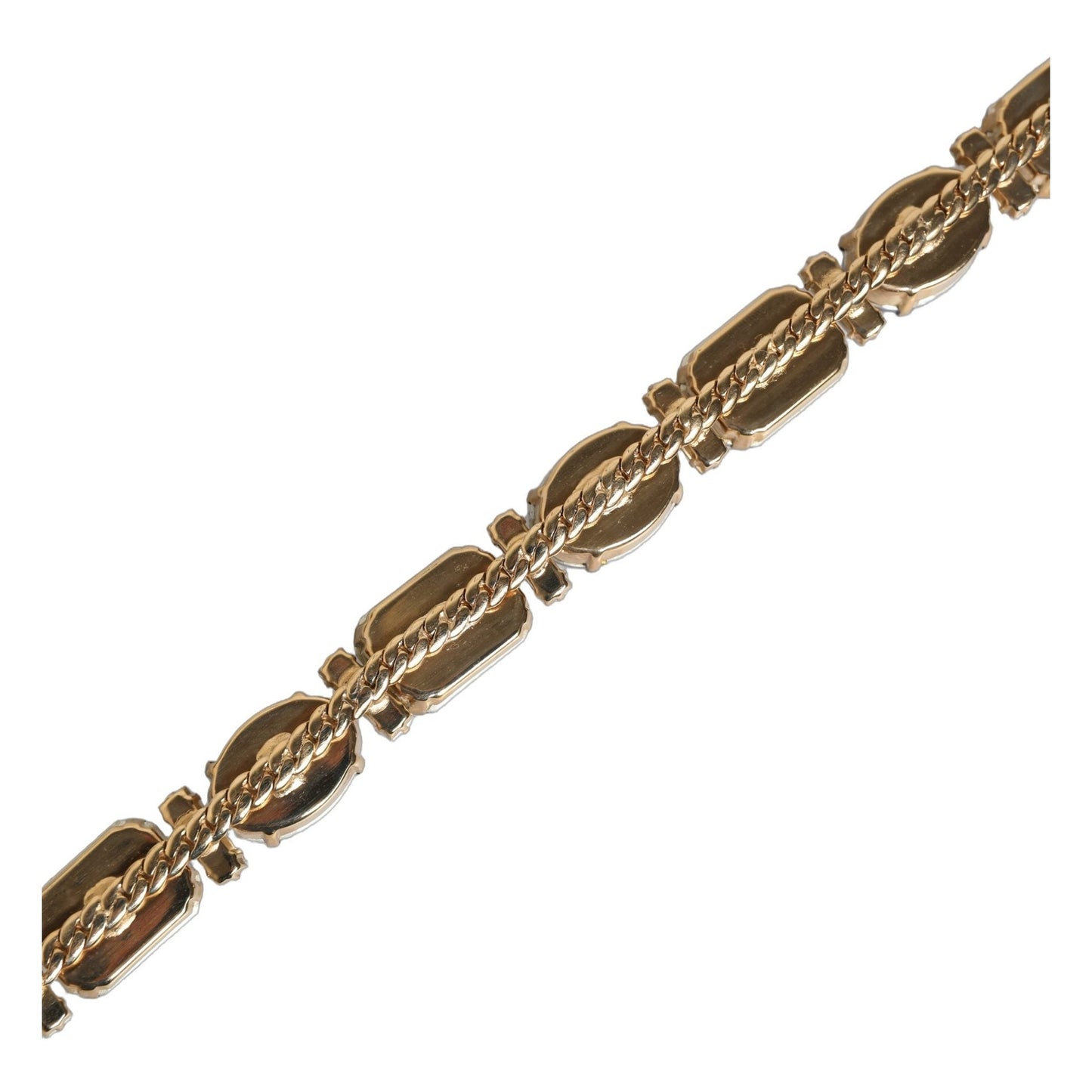 Dolce & Gabbana Blue Leather Crystal Chain Embellished Belt