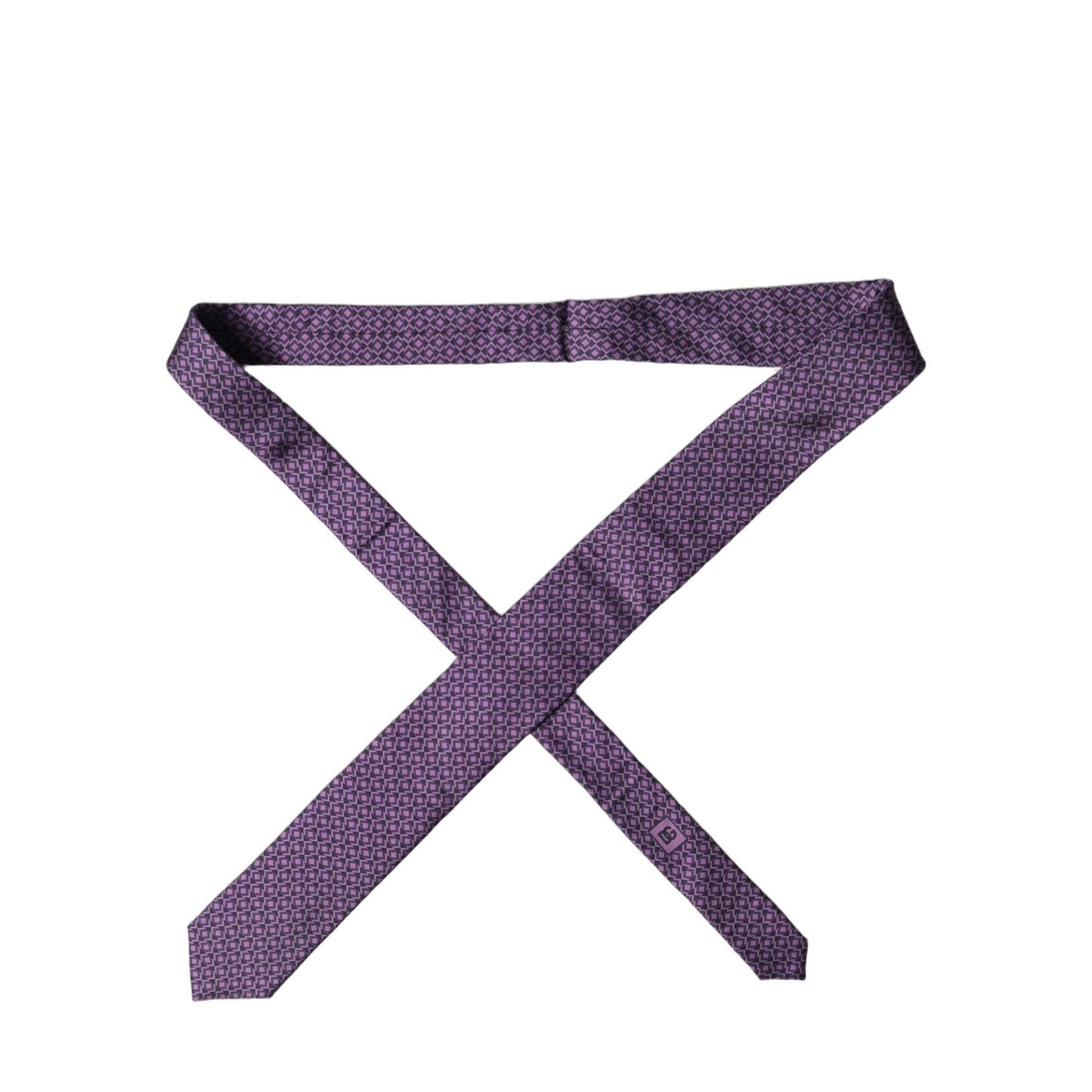 Dolce & Gabbana Purple Patterned 100% Silk Adjustable Men Necktie Tie