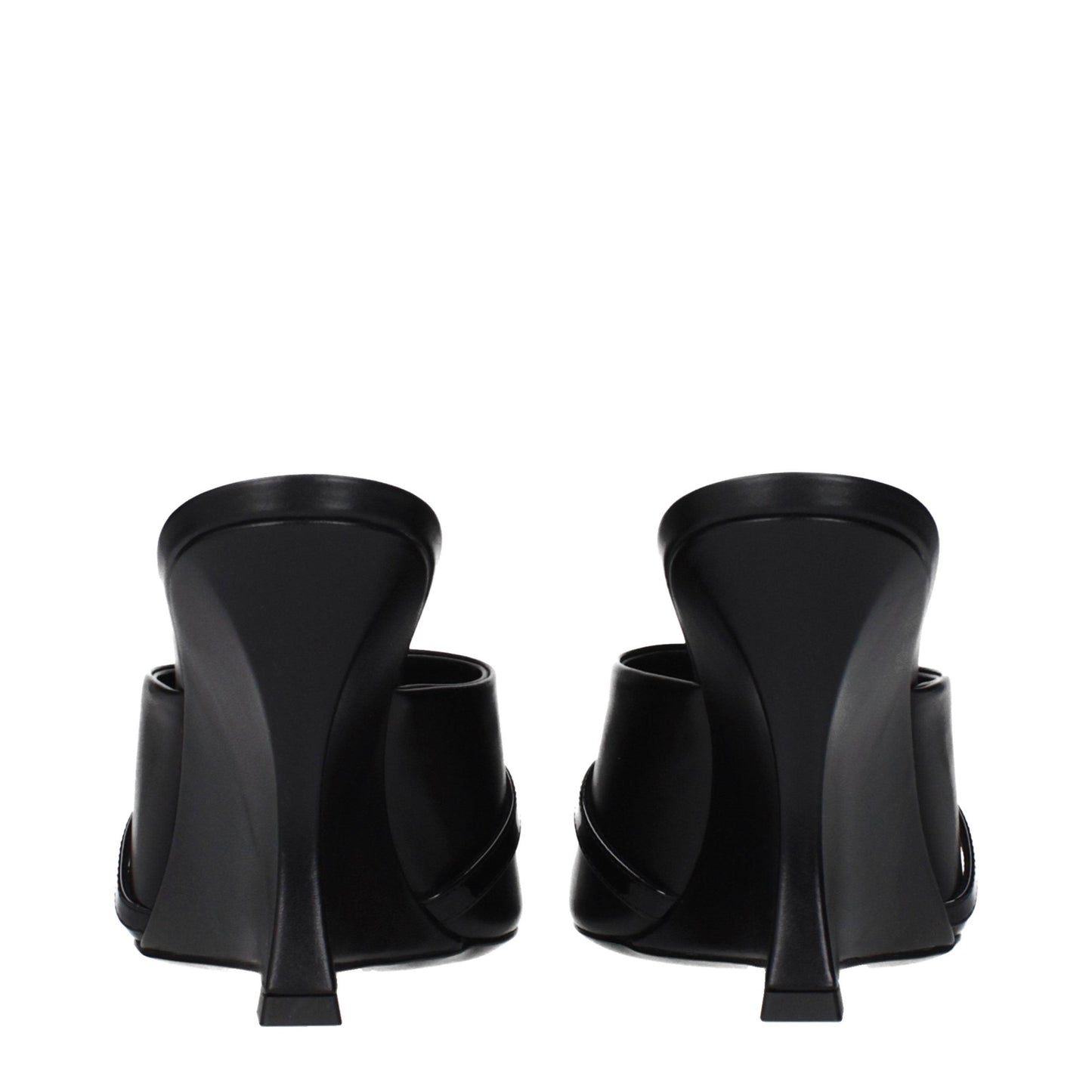 Versace Black Leather Wedge Sandals Versace