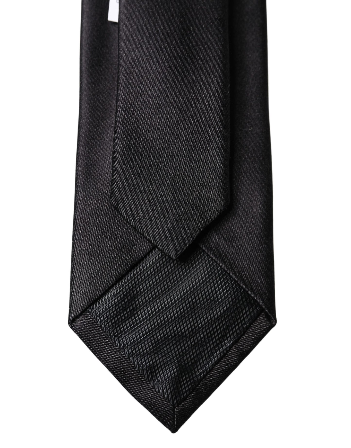 Dolce & Gabbana Black Solid Silk Satin Wide Adjustable Men Necktie Tie Dolce & Gabbana
