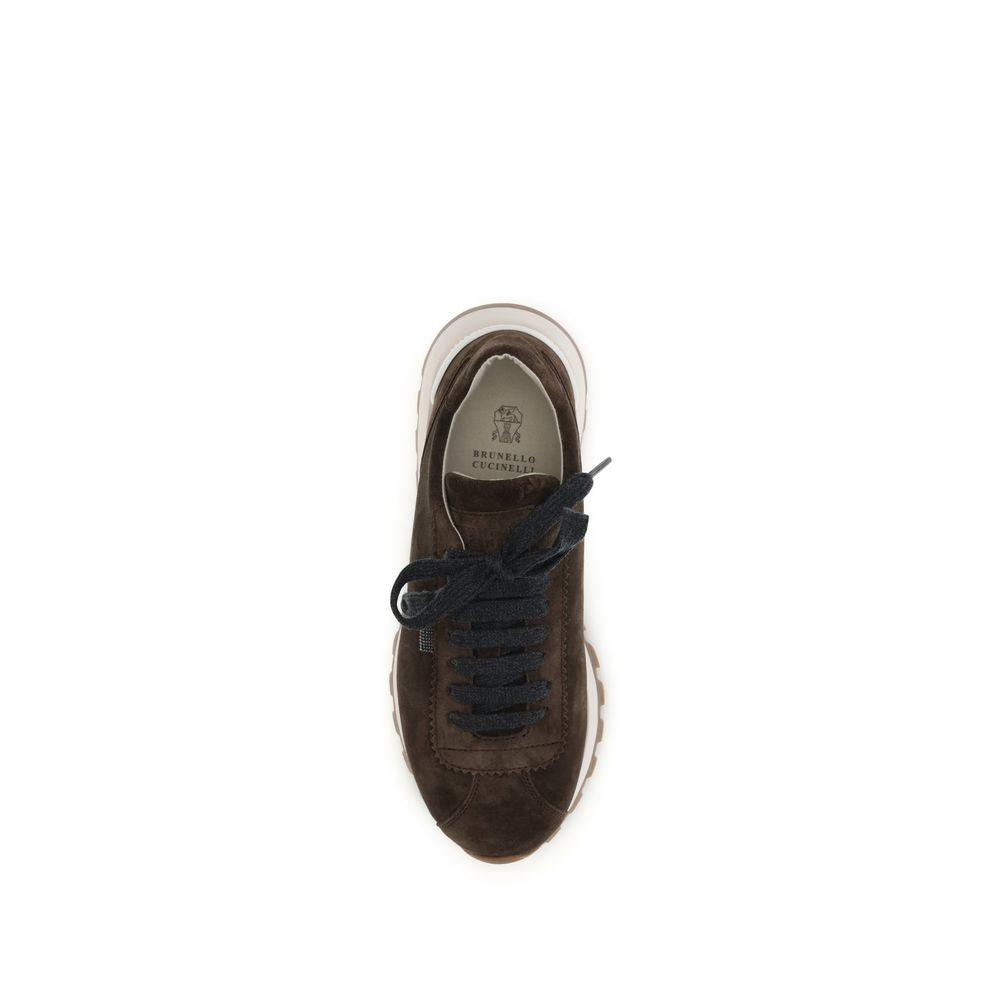 Brunello Cucinelli Brown Calf Leather Bos Taurus Athletic Sneakers Brunello Cucinelli