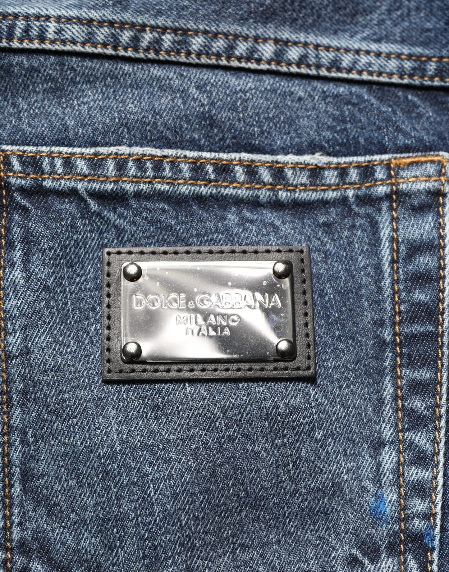 Dolce & Gabbana Dark Blue Washed Mid Waist Straight Men Denim Jeans Dolce & Gabbana