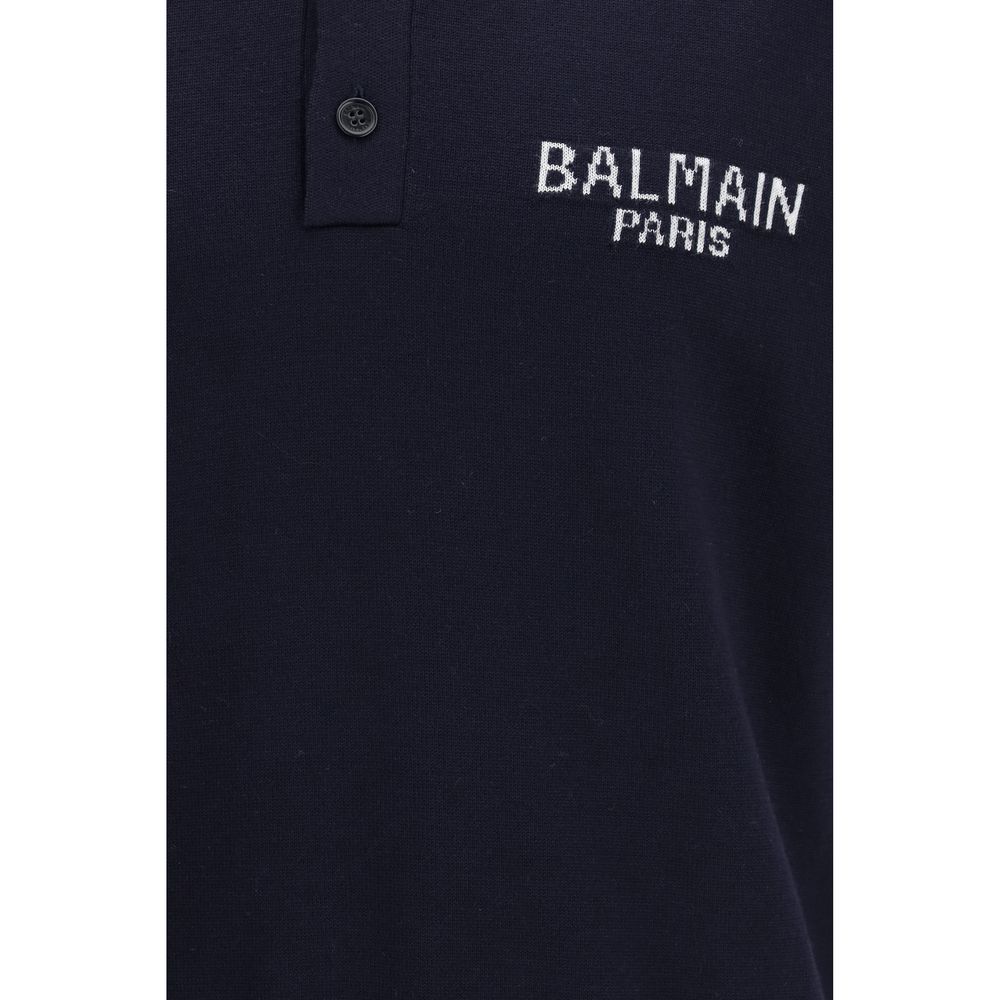 Balmain Blue Wool Oves Aries Polo Shirt Balmain
