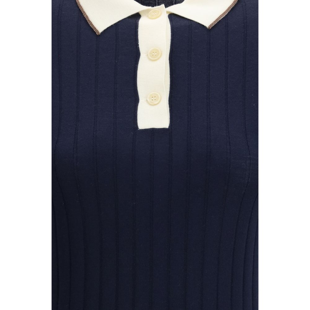 Brunello Cucinelli Blue Wool Oves Aries Polo Shirt Brunello Cucinelli