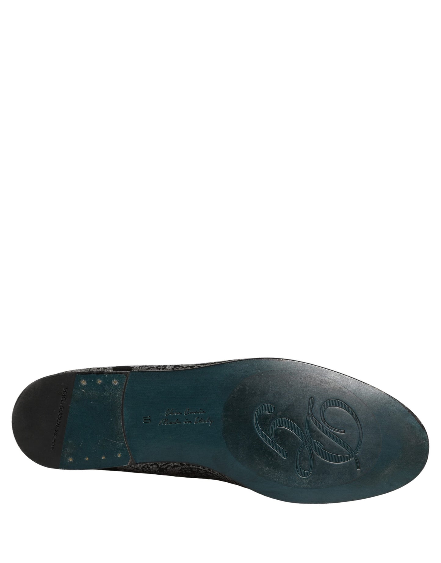 Dolce & Gabbana Silver Jacquard Leather Slip On Loafers Shoes Dolce & Gabbana
