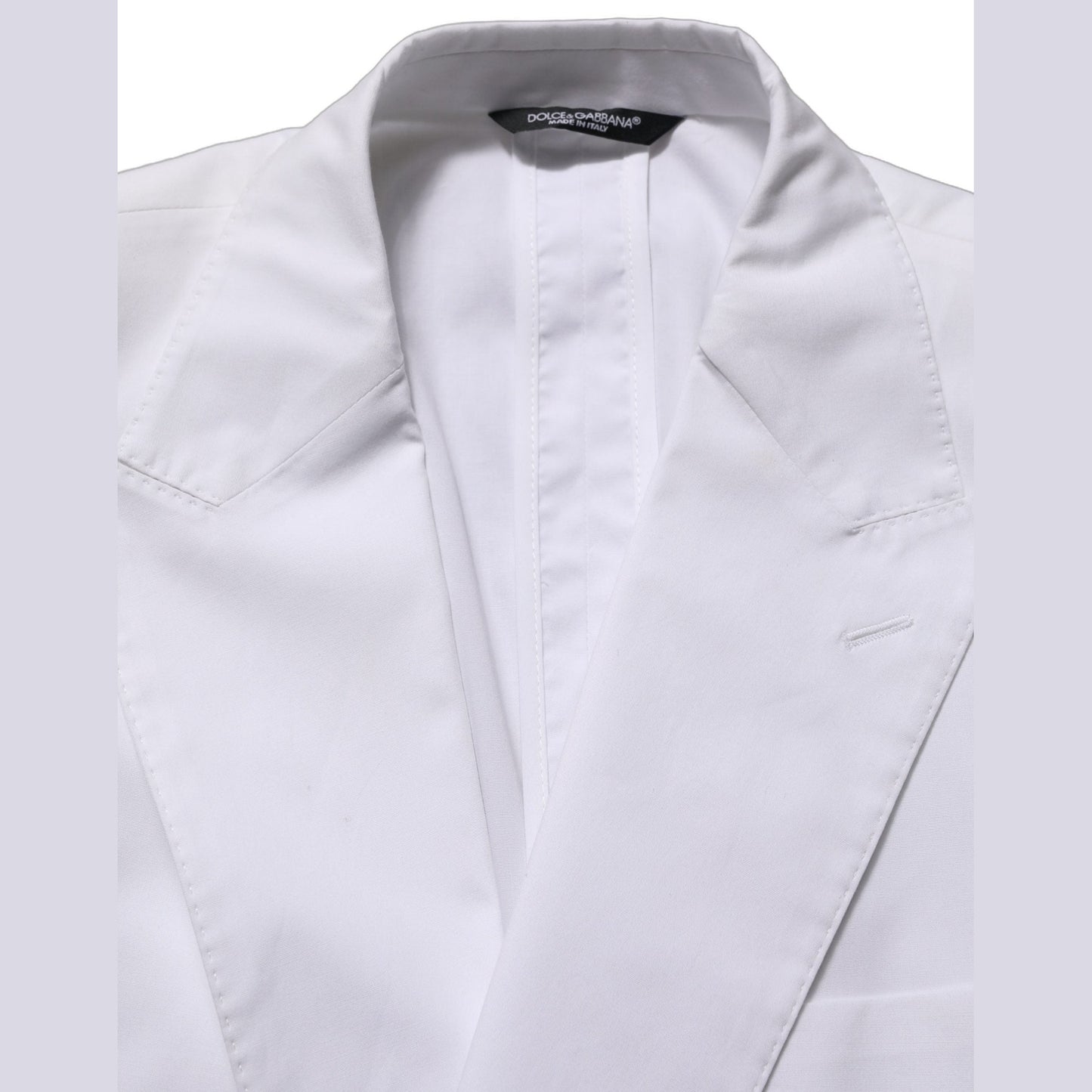 Dolce & Gabbana White Cotton Double Breasted Blazer Jacket