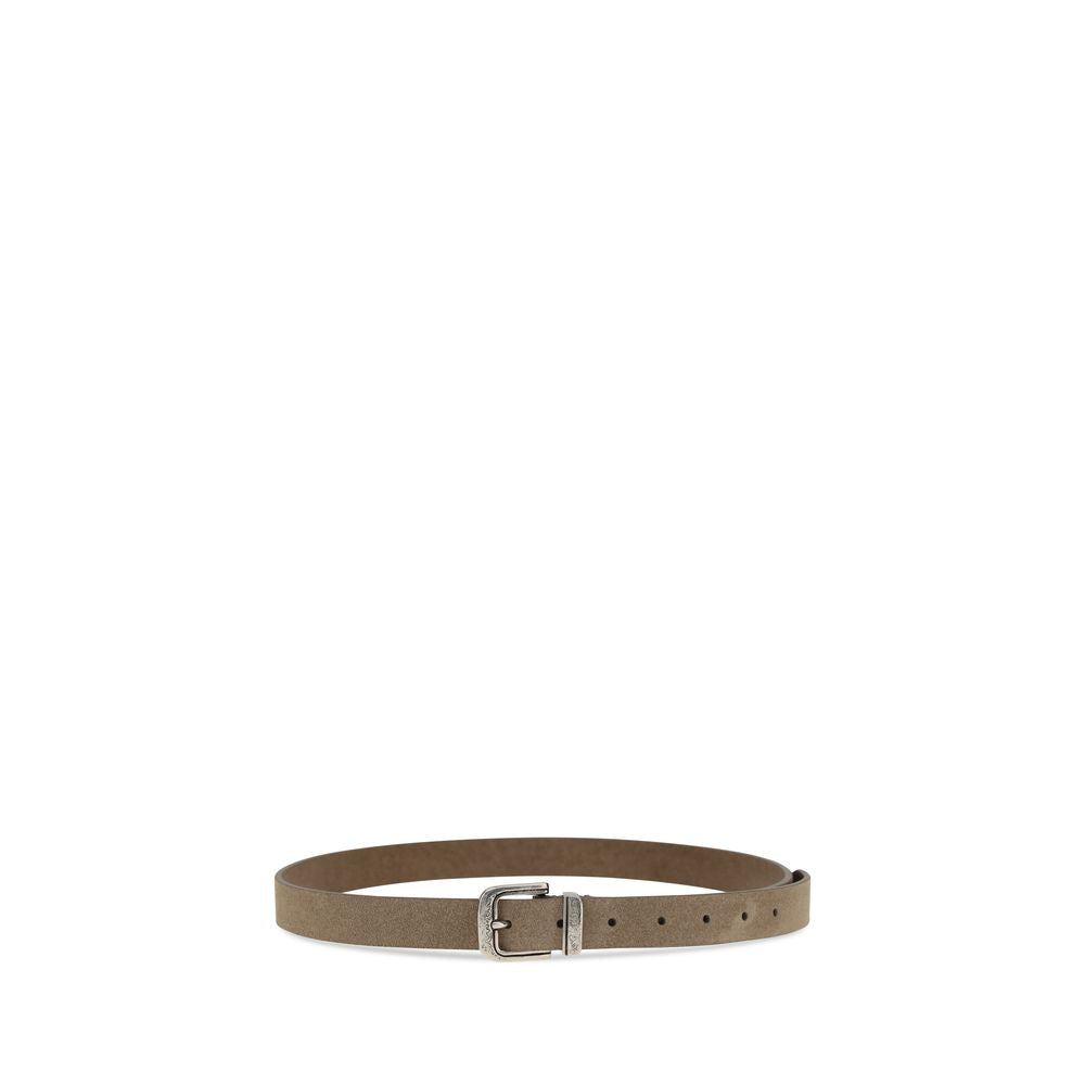 Brunello Cucinelli Beige Calf Leather Bos Taurus Thin Belt Brunello Cucinelli