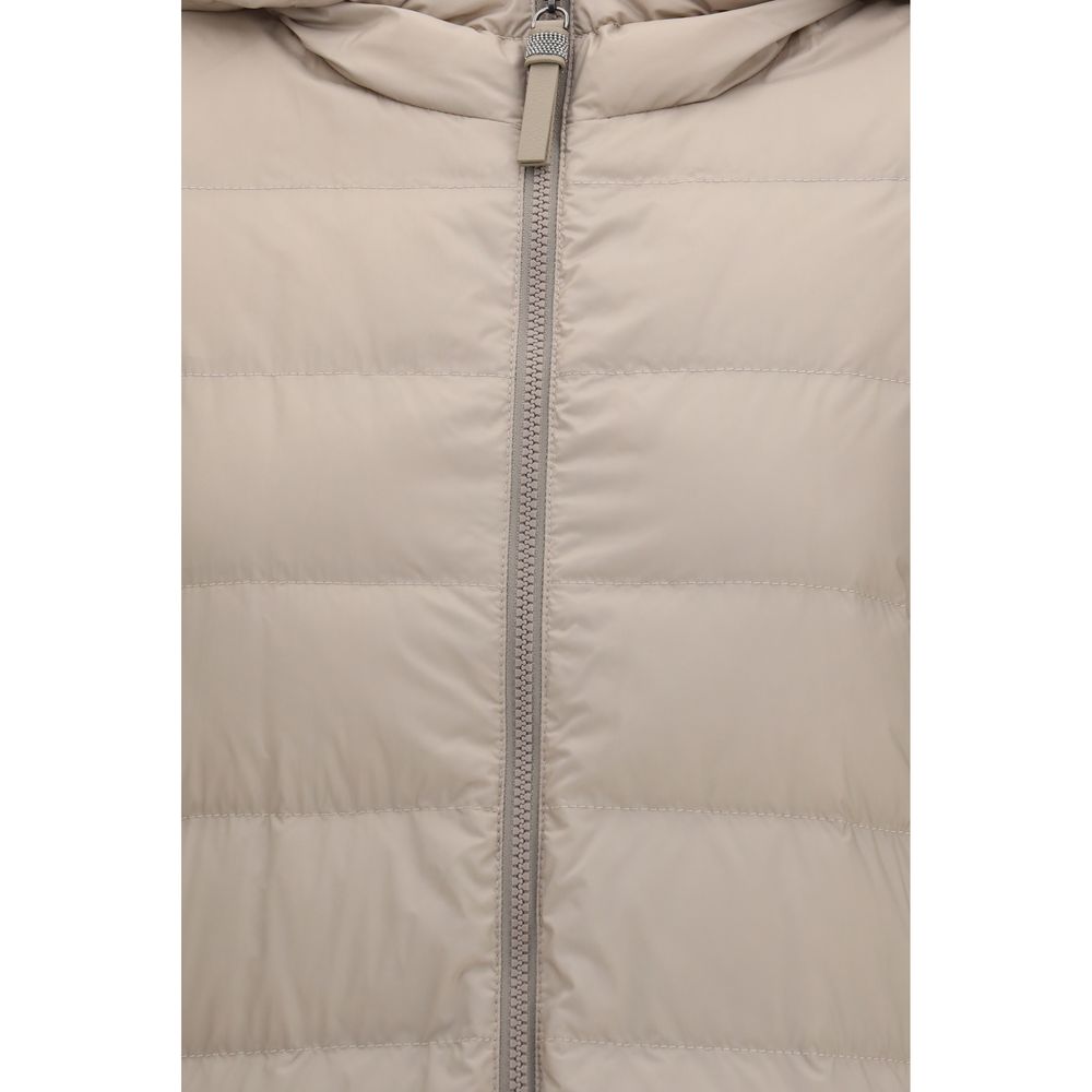 Brunello Cucinelli Gray Polyester Full-Length Jacket Brunello Cucinelli
