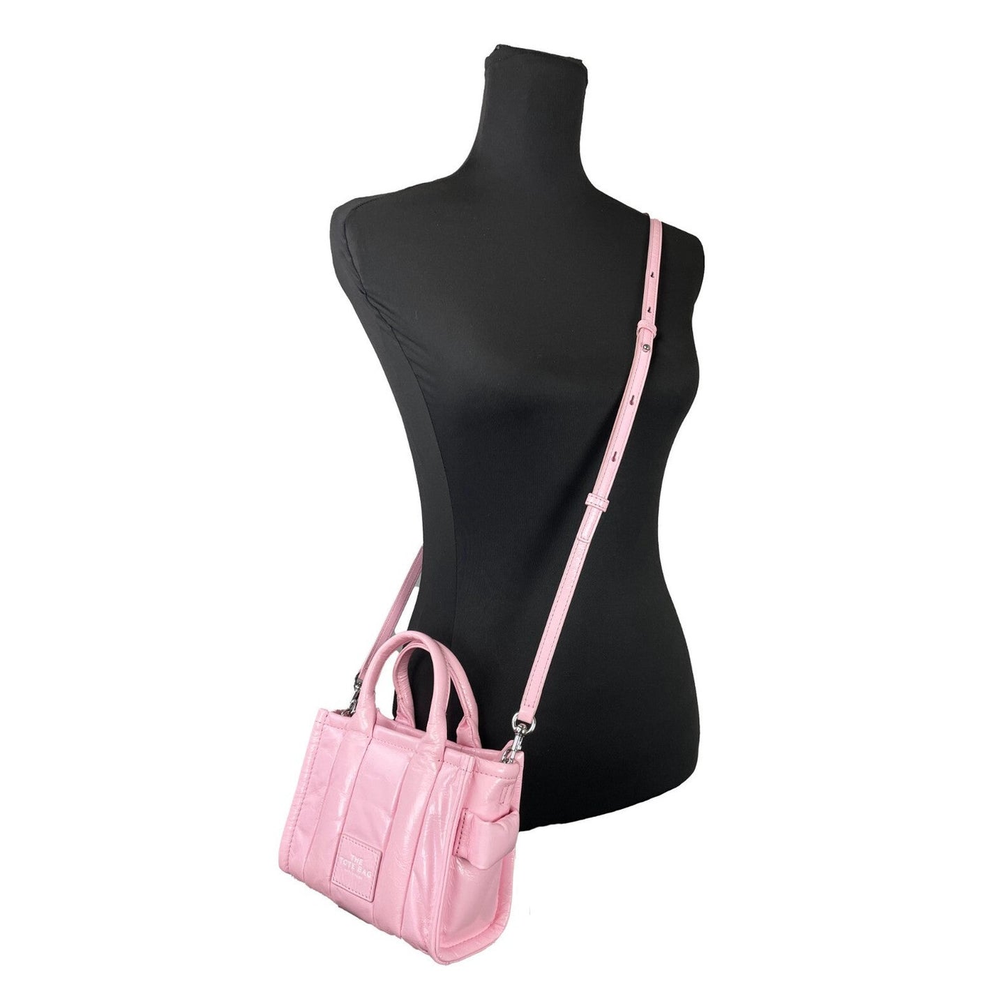Marc Jacobs The Shiny Crinkle Micro Tote Bubblegum Leather Crossbody