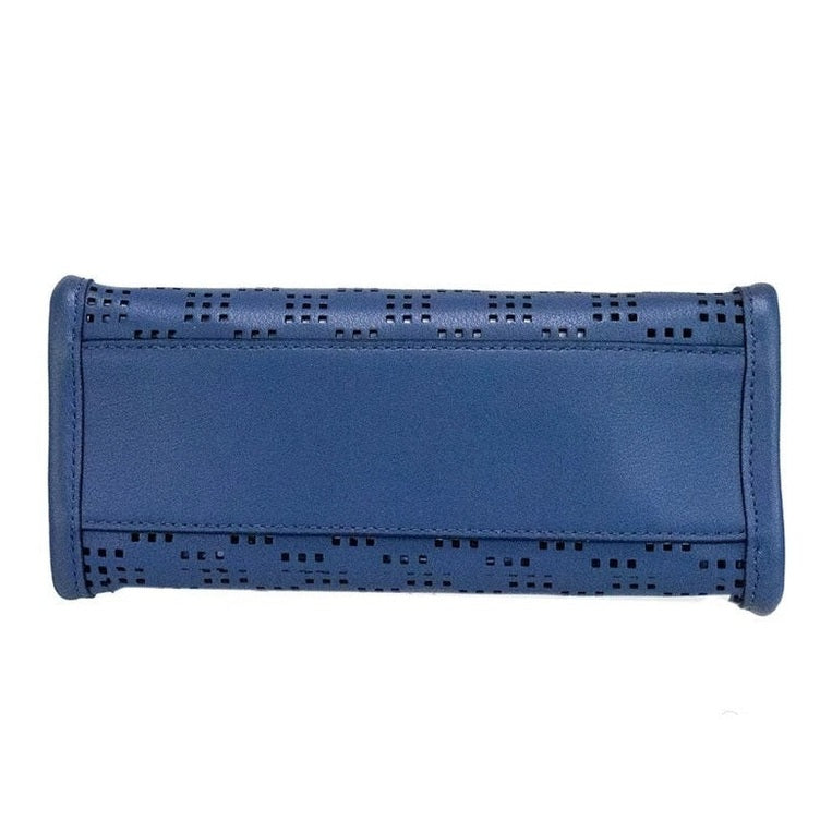 Marc Jacobs Mini Grind Blue Sea Perforated Leather Crossbody Tote Bag Purse