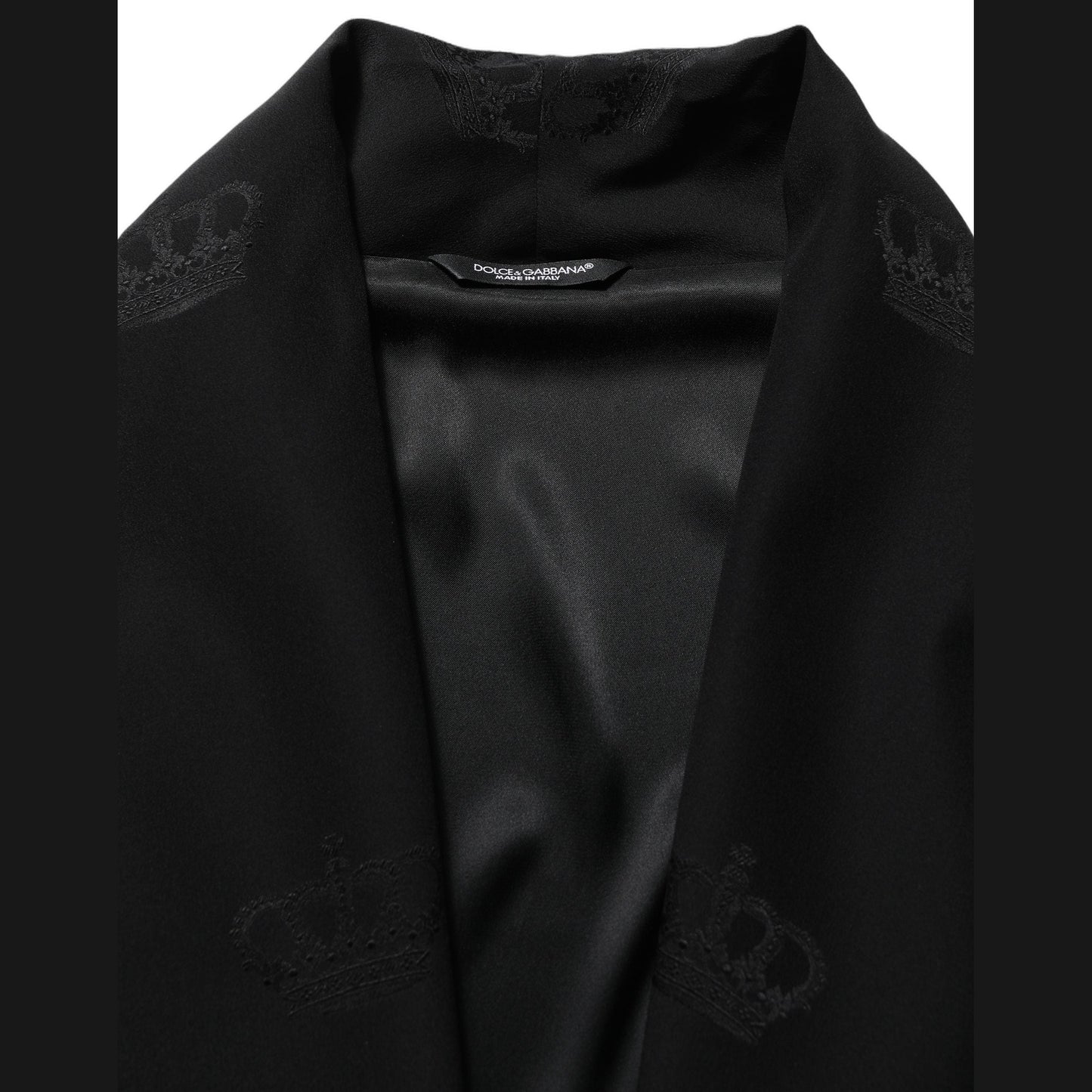 Dolce & Gabbana Black 100% Silk Robe Men Wrap Coat Jacket