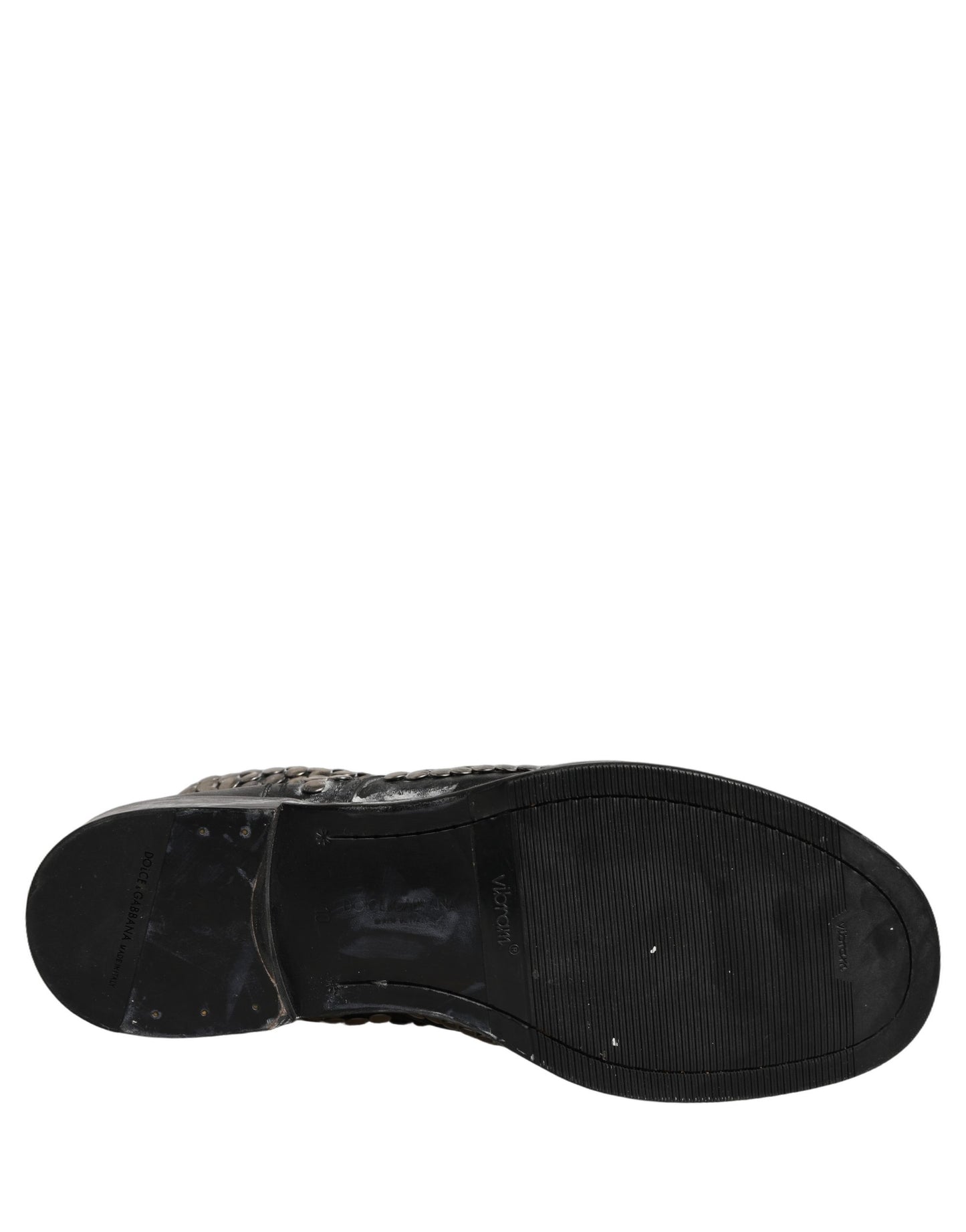 Dolce & Gabbana Black Leather Runway Studs Ankle Boots Shoes Dolce & Gabbana