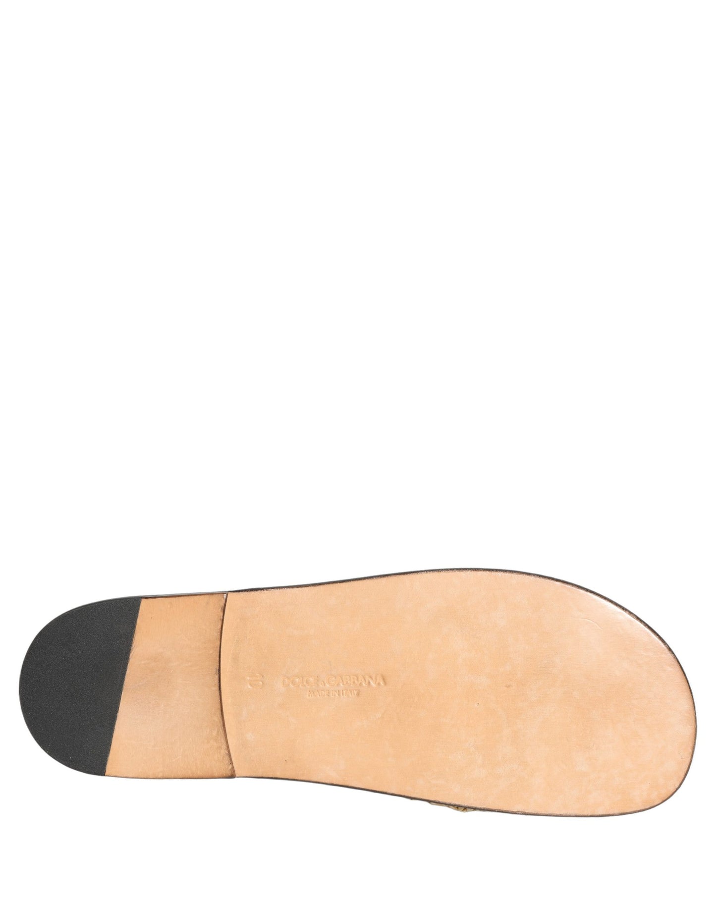 Dolce & Gabbana Beige Straw Raffia Slides Sandals Flats Shoes Dolce & Gabbana