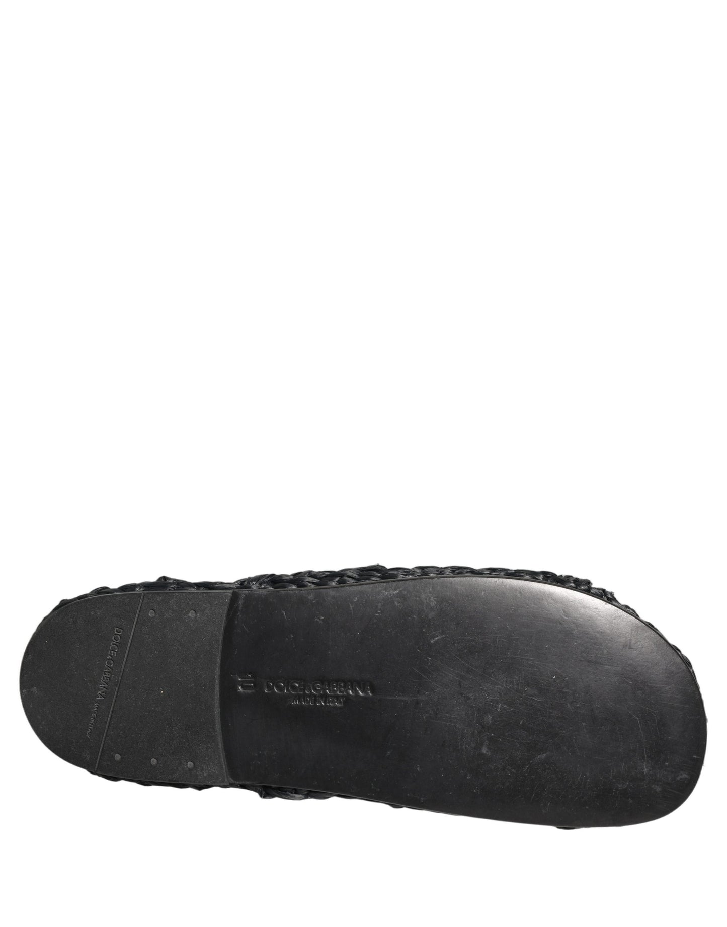 Dolce & Gabbana Black Straw Raffia Slides Sandals Flats Shoes Dolce & Gabbana