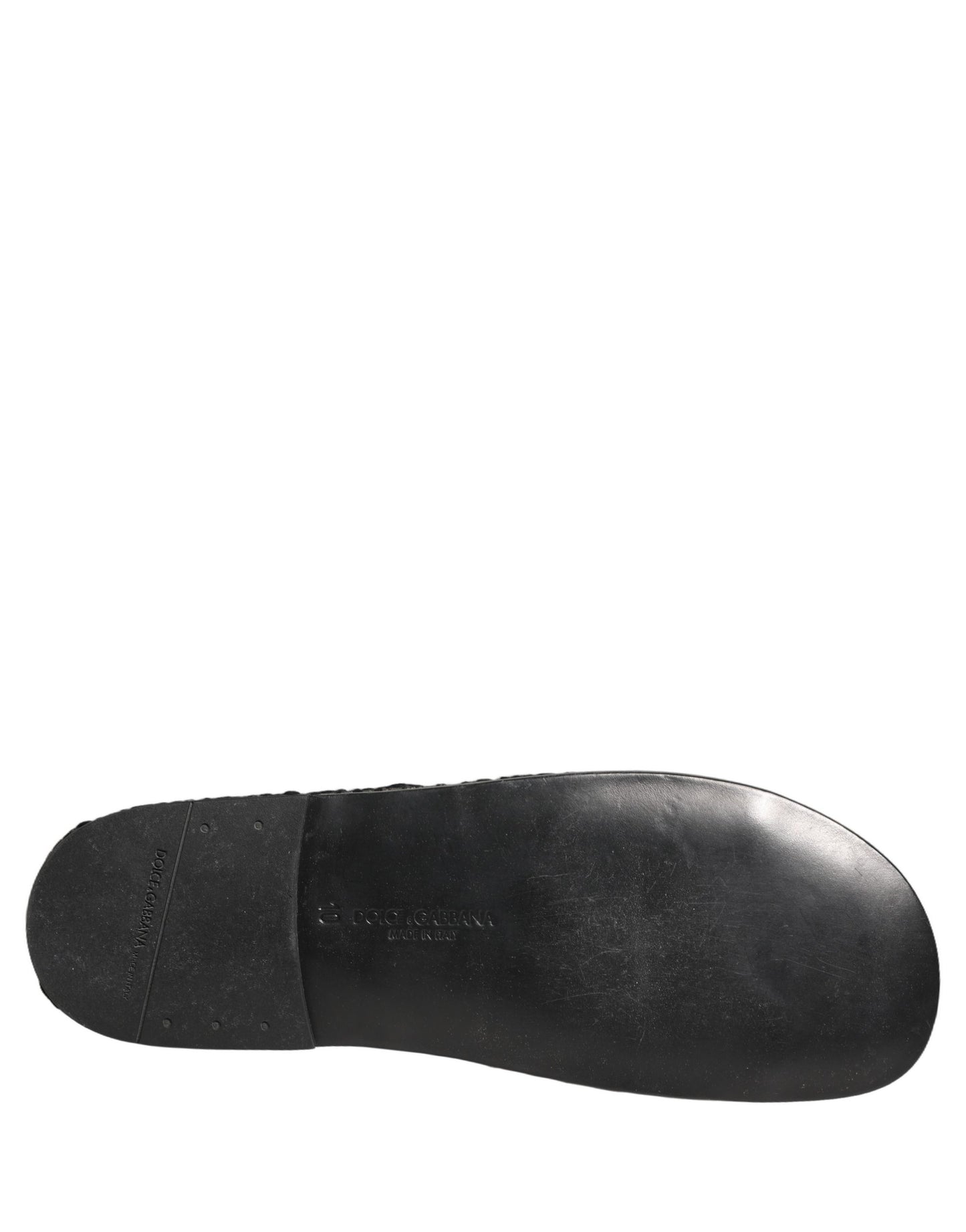 Dolce & Gabbana Black Fabric Woven Slides Sandals Flats Shoes Dolce & Gabbana