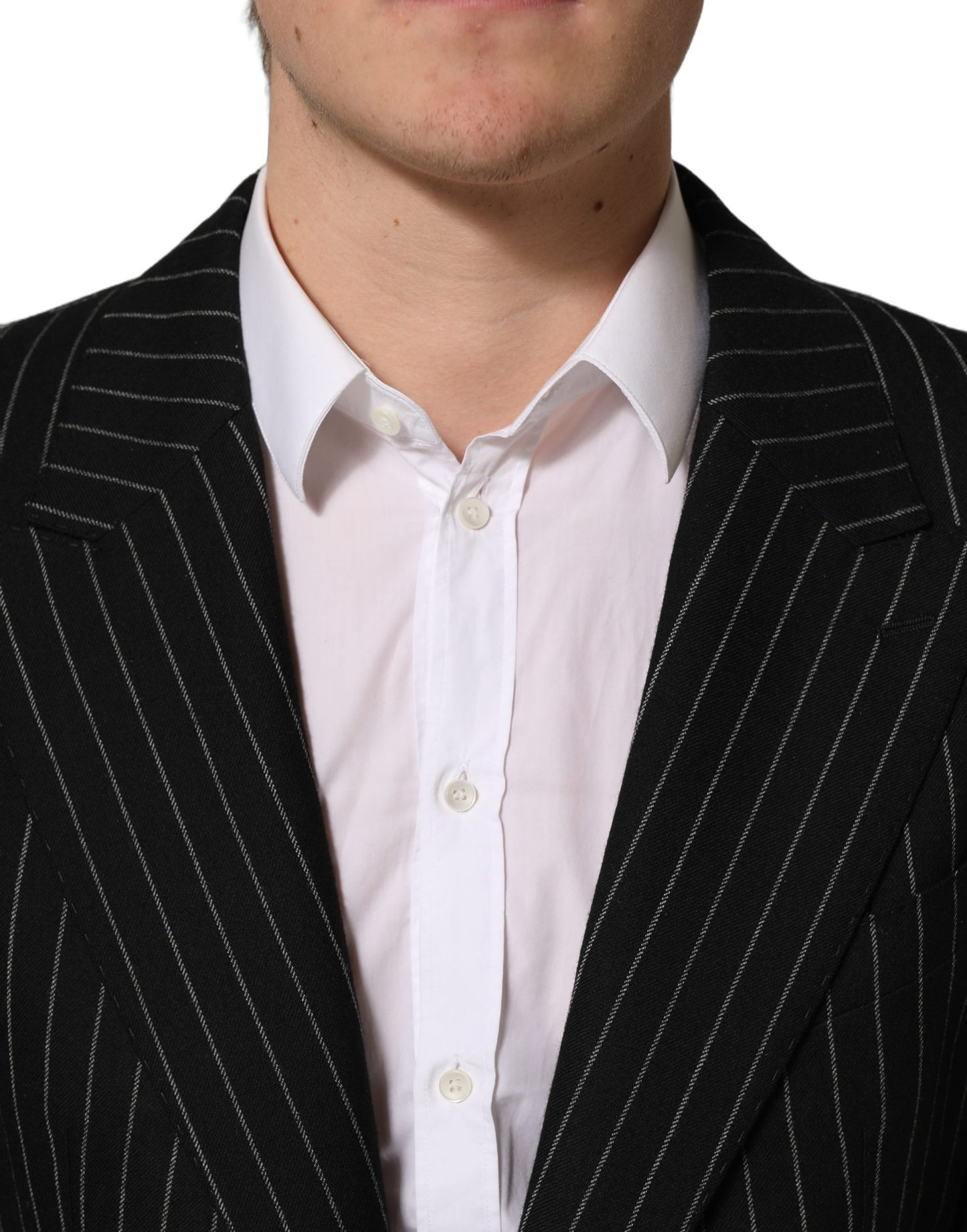 Dolce & Gabbana Black Stripes Wool Single Breasted Blazer Dolce & Gabbana