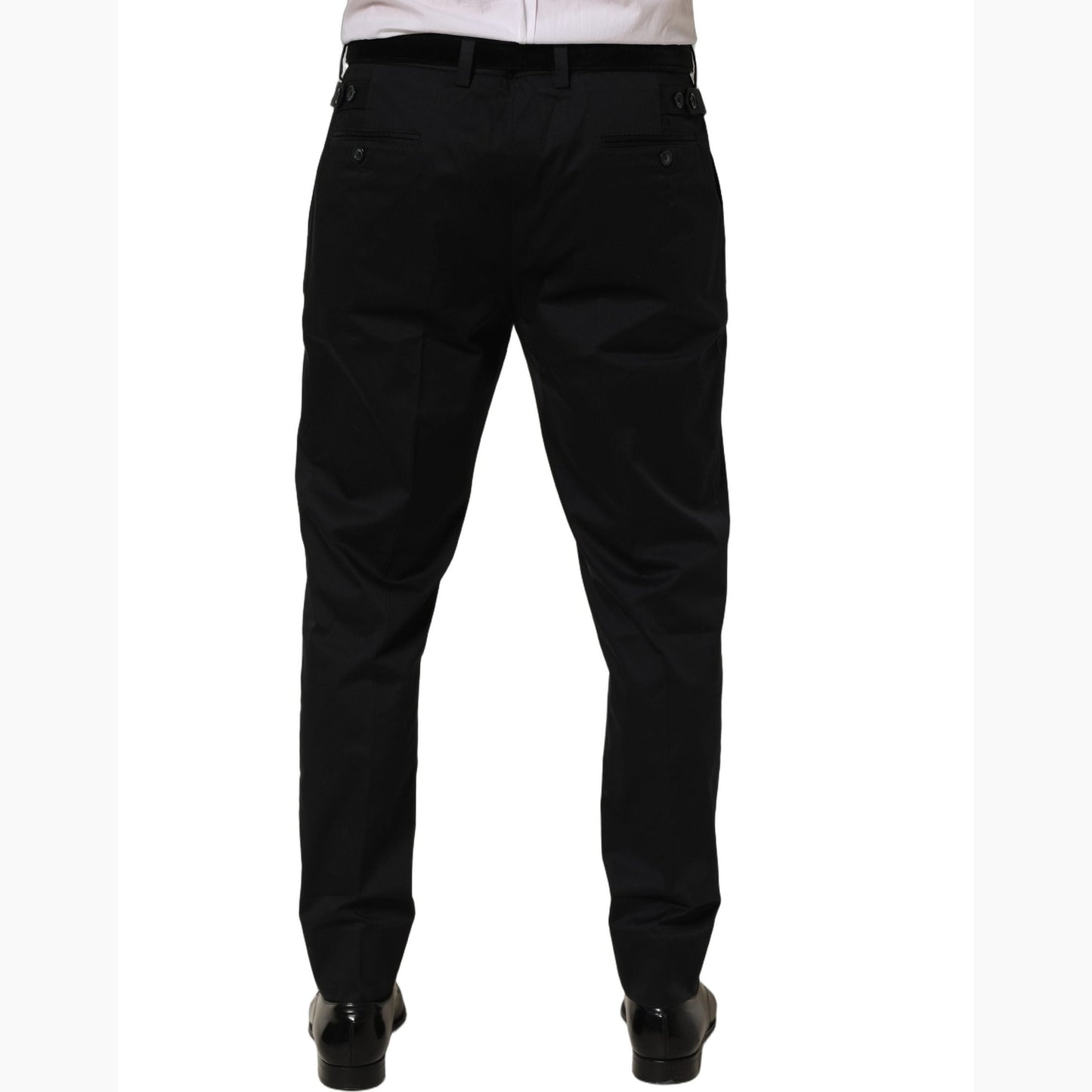 Dolce & Gabbana Black Cotton Tapered Leg Dress Trouser Pants Dolce & Gabbana
