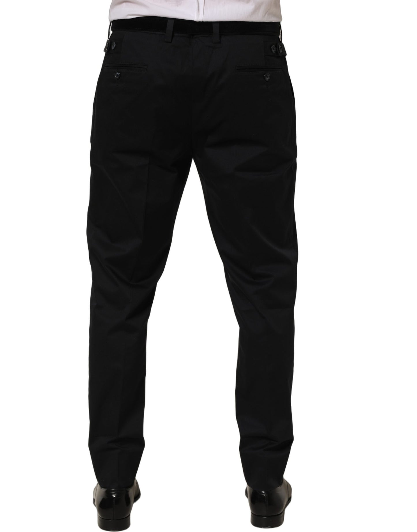 Dolce & Gabbana Black Cotton Tapered Leg Dress Trouser Pants Dolce & Gabbana