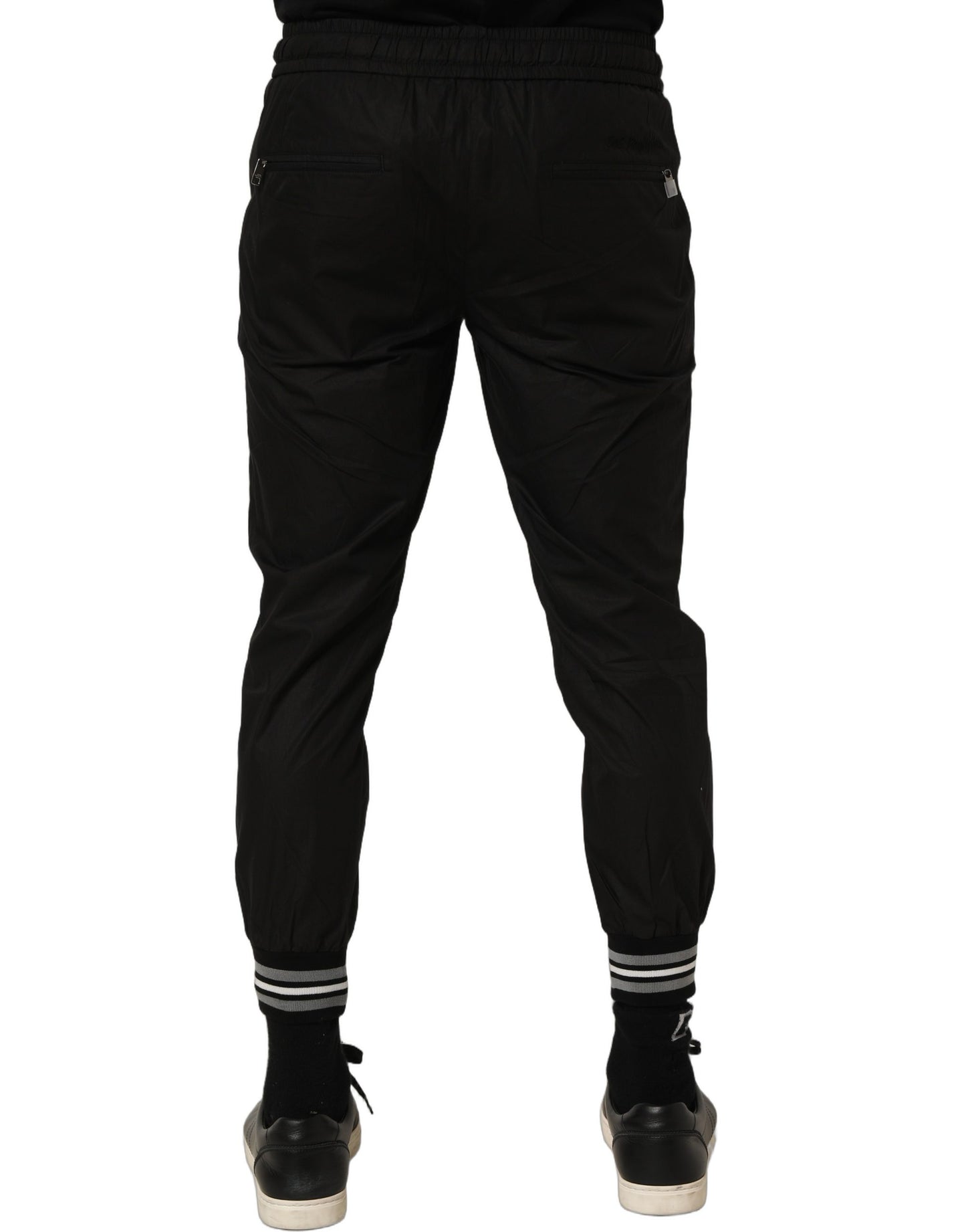 Dolce & Gabbana Black Cotton Mid Waist Jogger Sweatpants Pants Dolce & Gabbana