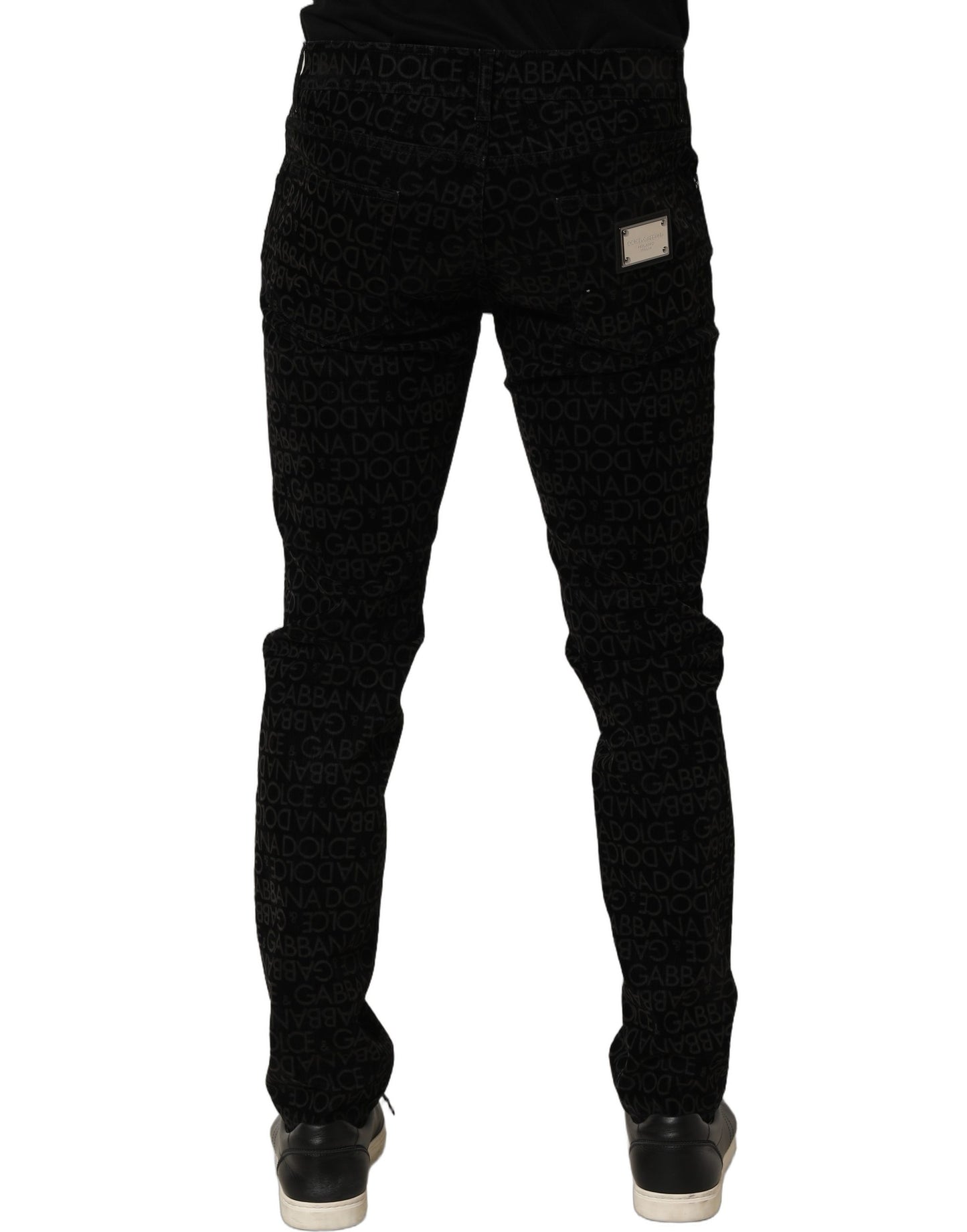 Dolce & Gabbana Black Logo Monogram Cotton Slim Denim Jeans Dolce & Gabbana