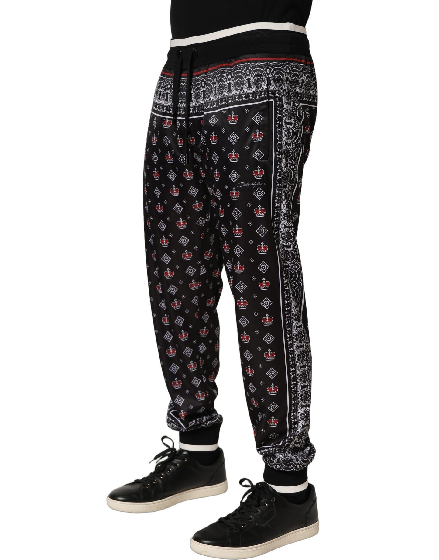 Dolce & Gabbana Black Bandana Crown Jogger Men Trouser Pants Dolce & Gabbana
