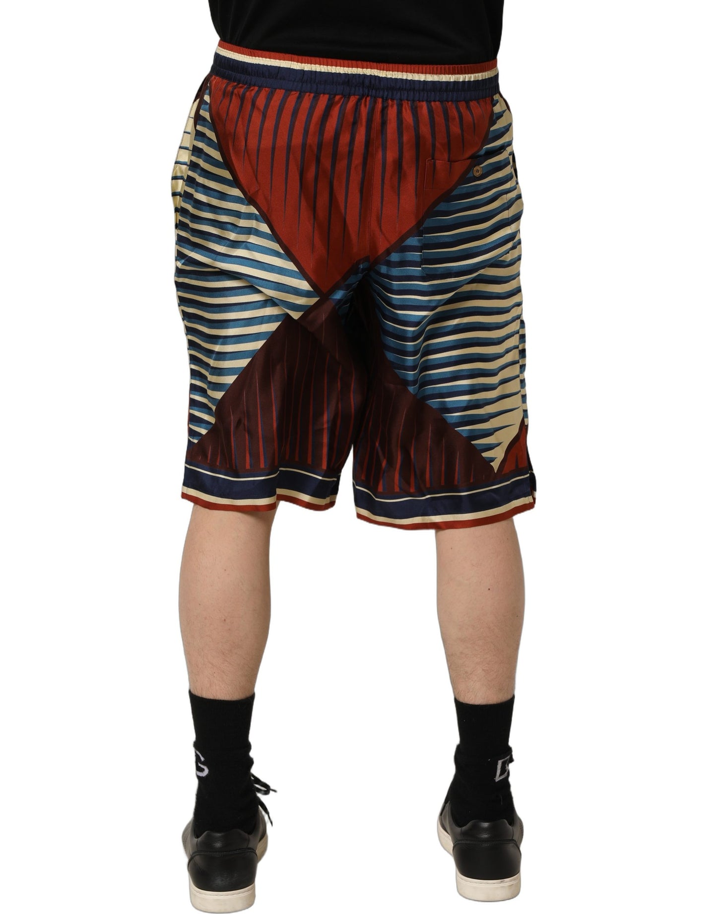 Dolce & Gabbana Multicolor Geometric Silk Men Bermuda Shorts Dolce & Gabbana