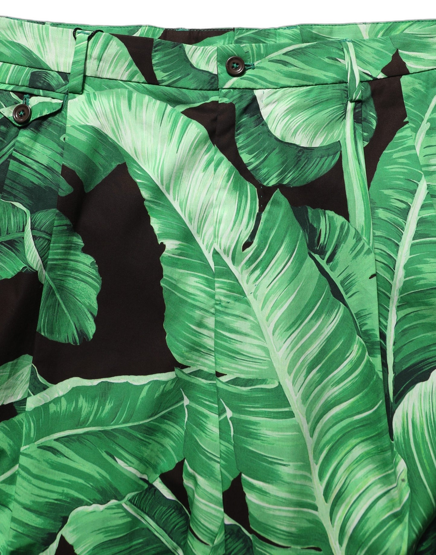 Dolce & Gabbana Black Green Banana Leaf Men Bermuda Shorts Dolce & Gabbana