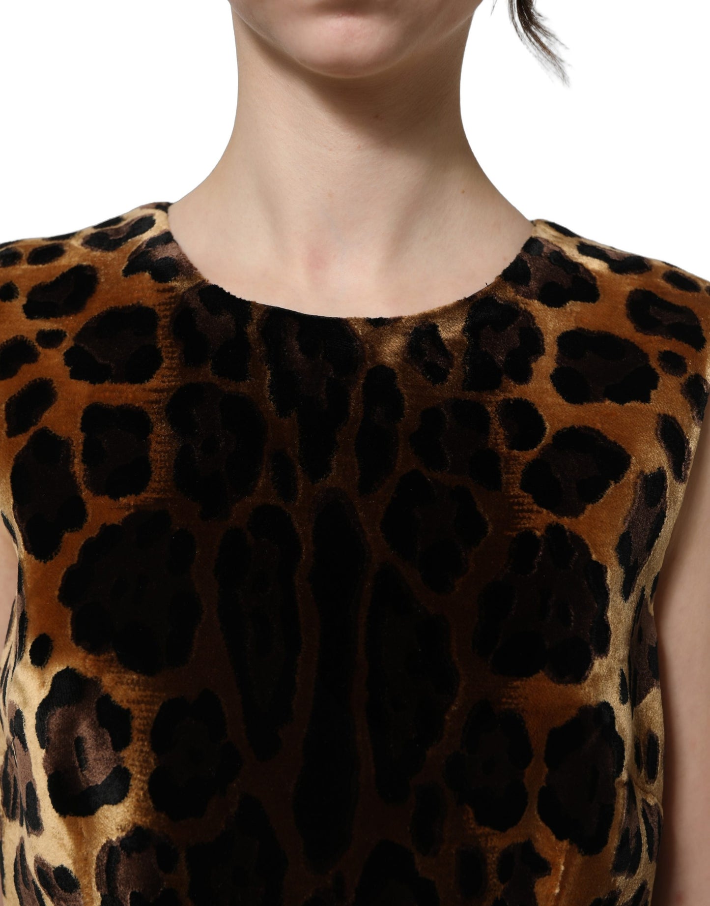 Dolce & Gabbana Brown Leopard Sleeveless Sheath Mini Dress Dolce & Gabbana