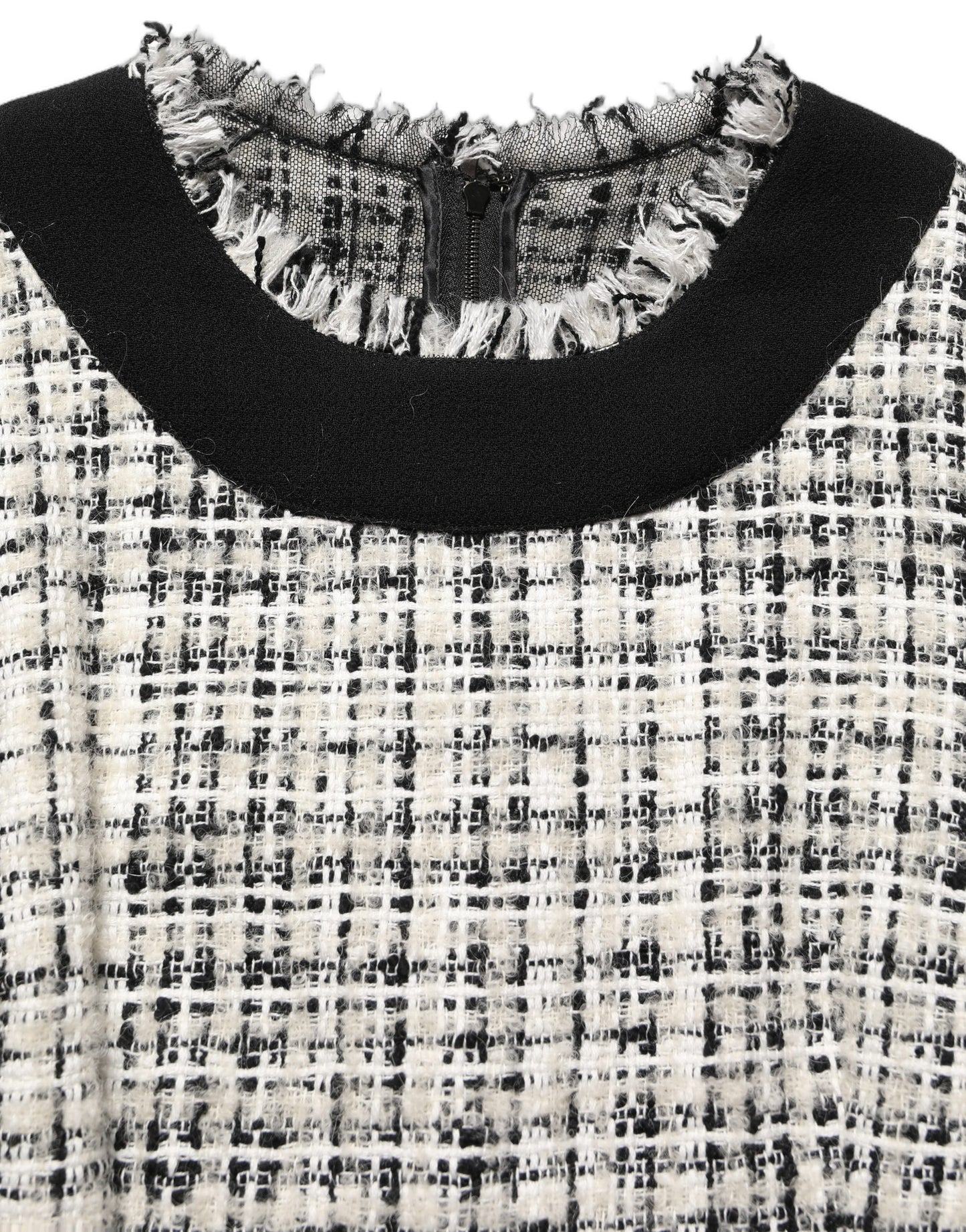 Dolce & Gabbana Multicolor Bouclé Tweed Frayed Trim Midi Dress Dolce & Gabbana