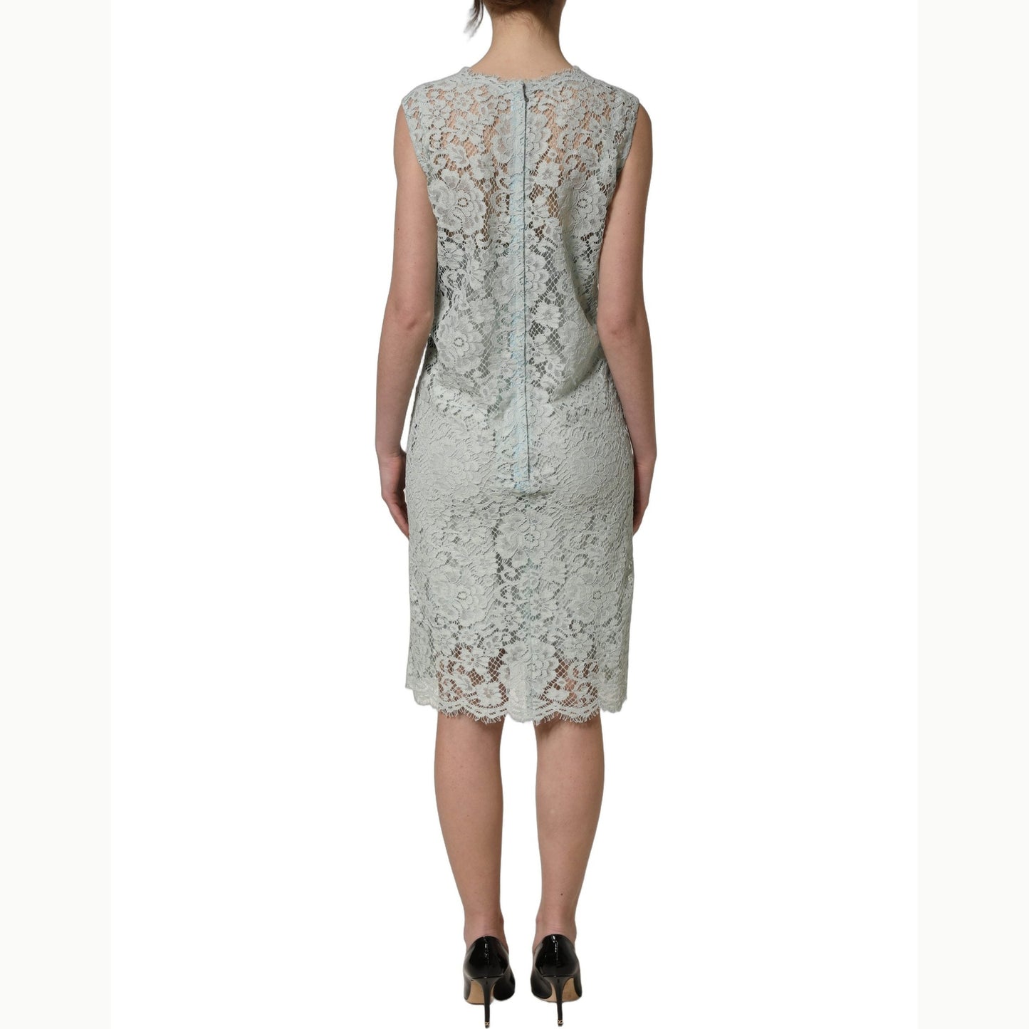 Dolce & Gabbana Mint Green Lace Sleeveless Knee Length Dress Dolce & Gabbana